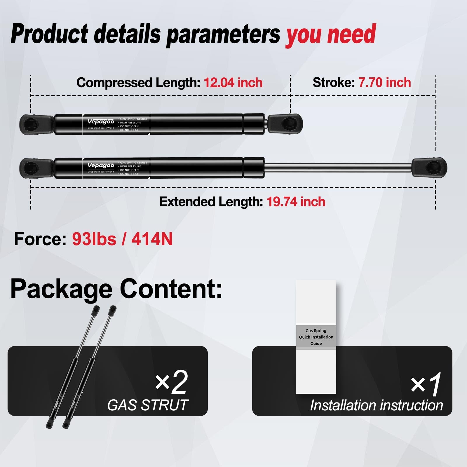 Vepagoo 4094 Rear Hatch Liftgate Tailgate Struts Compatible With 2004-2009 Toyota Prius Base & 2007-2009 Toyota Prius Touring,Li