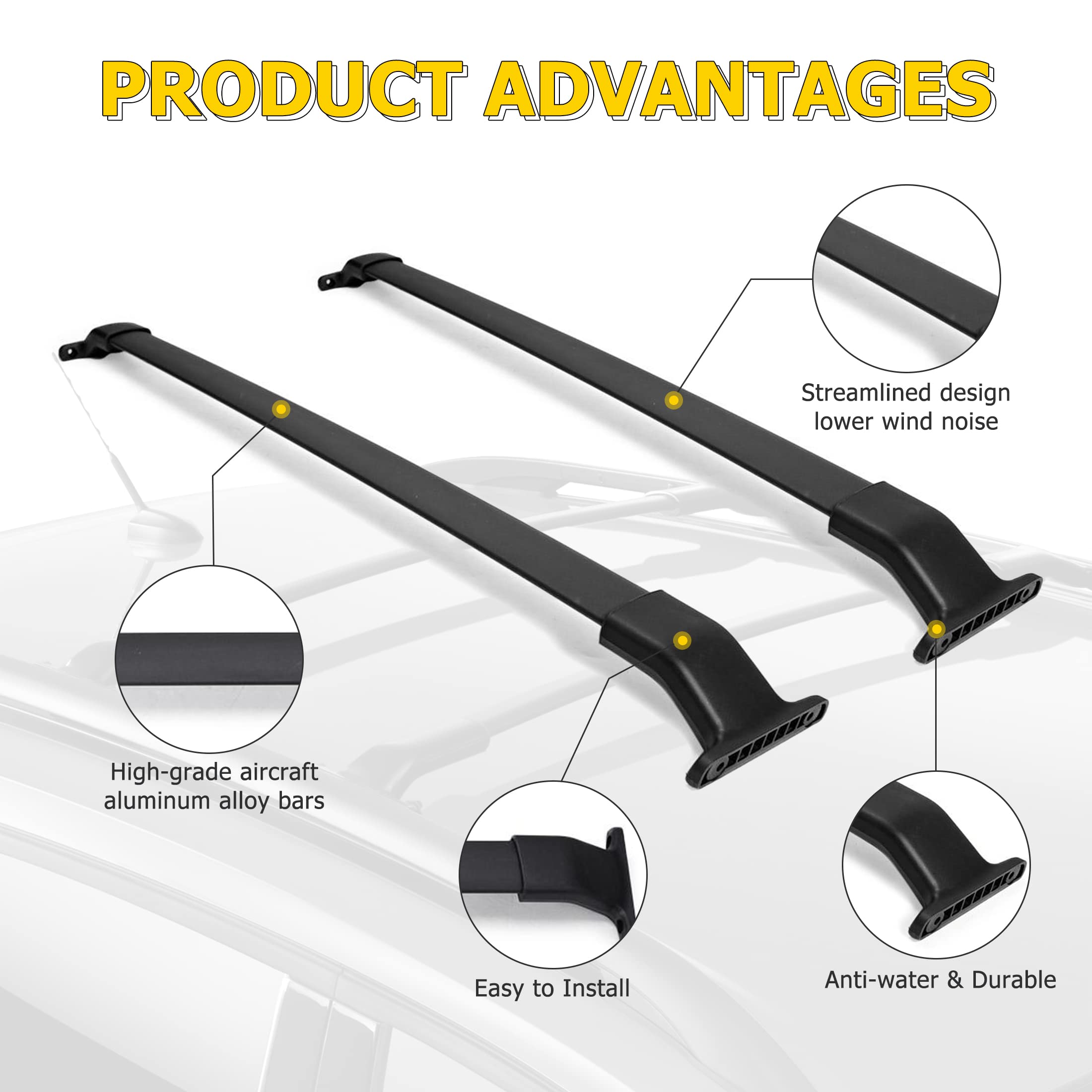 AUXMART Roof Rack Cross Bars Fit for Honda Odyssey 2011 2012 2013 2014 2015 2016 2017 OE Style, Black Rooftop Luggage Rack Repla