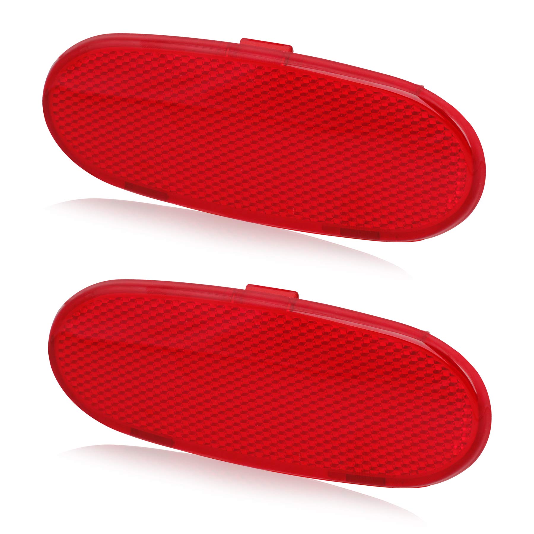 HERCOO Door Panel Reflector Interior Door Reflectors Red Front Reflector Light Cover Compatible with Dodge Ram 1500 2500 3500 Ra