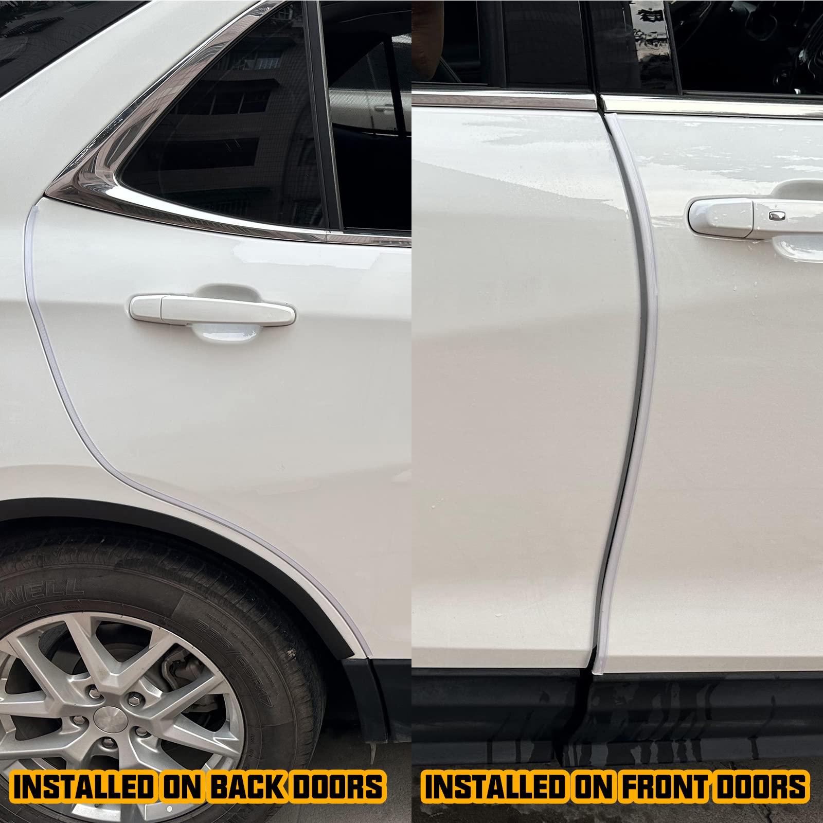 Winunite 16.4Ft(5M) Car Door Edge Guards Clear, Fit Most Vehicles, Self-Adhesive Pvc, U-Shaped Automotive Trim Transparent Car D