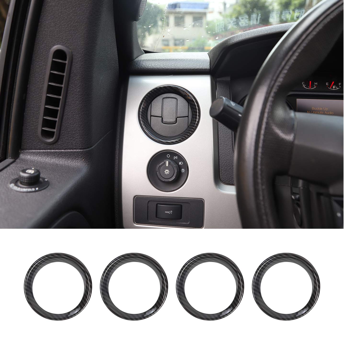 Voodonala For Ford F150 Air Conditioner Vent Outlet Frame Cover Trim For F150 2009-2014 (Carbon Fiber)