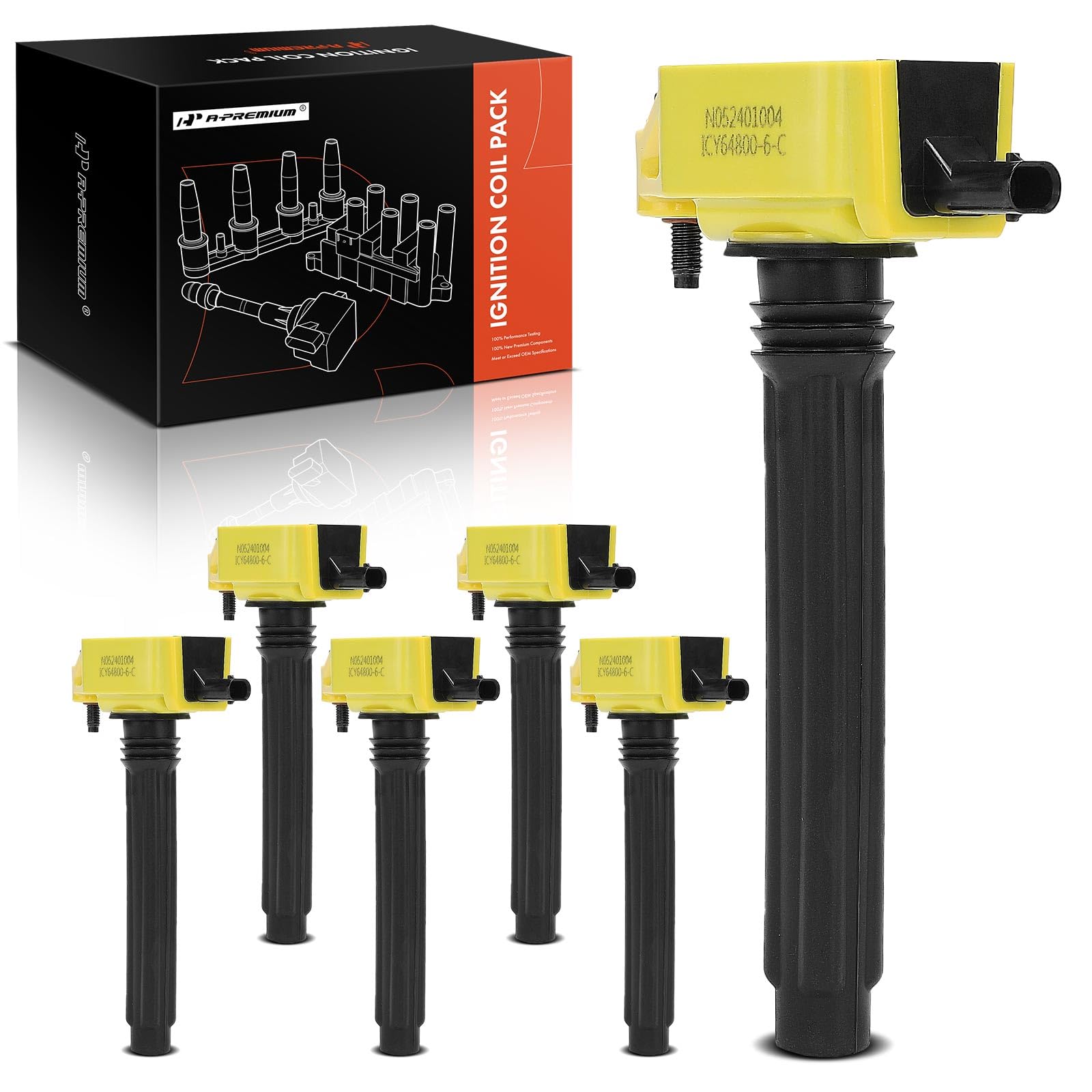 A-Premium (Yellow) Engine Ignition Coil Pack Compatible With Jeep Grand Cherokee, Wrangler & Dodge Grand Caravan, Charger & Chry
