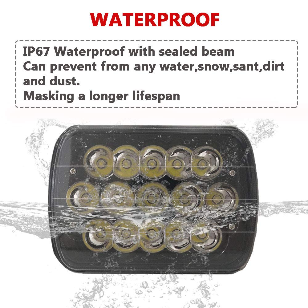 Black Pair 45w 7x6 5x7 Inch Headlights 6052 6054 H5054 H6054 Hi/Low Sealed Beam Replacement Compatible With Chevy Express Cargo