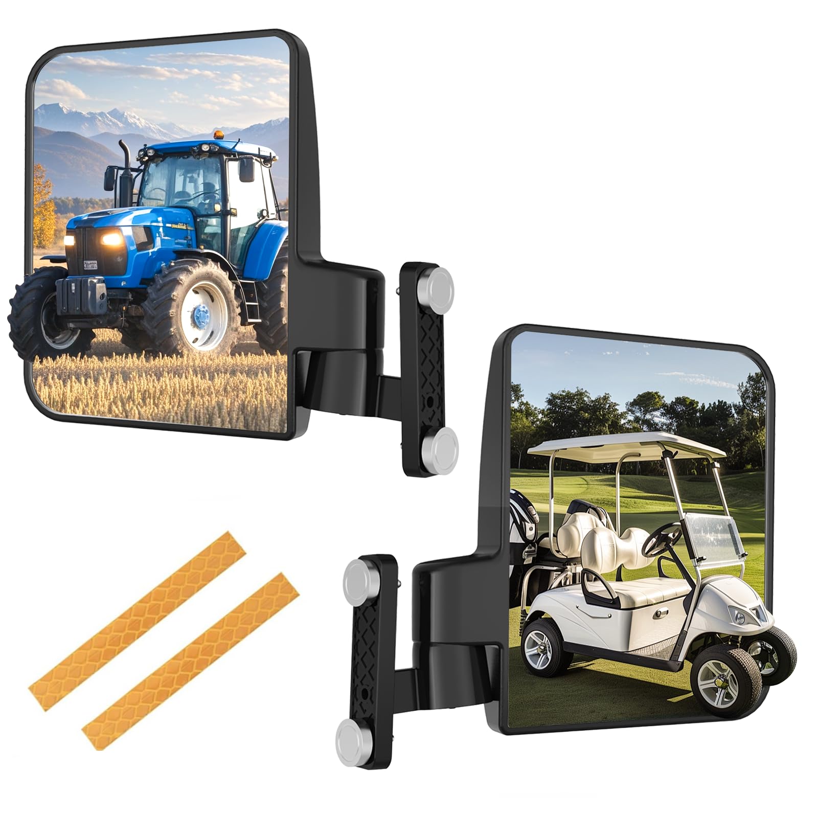 Piclafe Universal Magnetic Side Mirrors for Golf Cart, Tractors, Forklifts, Lawn Movers, Lift Trucks, Compatiable with Yamaha Cl