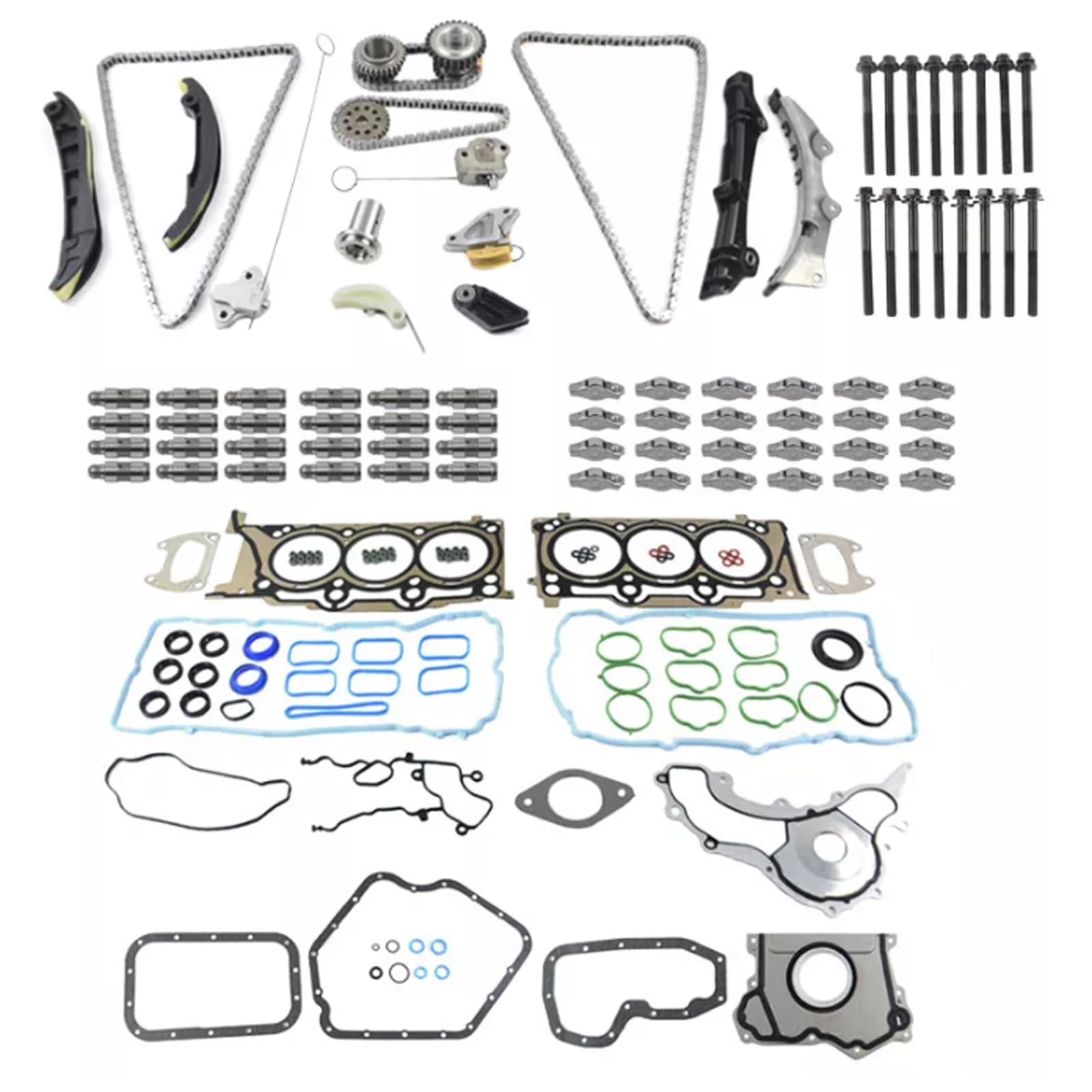 GELUOXI Rocker Arm Valve Lifter Timing Chain Head Gasket Kit Replacement for 2011-2015 Chrysler Jeep Dodge Ram 3.6L 5184352AF, 5