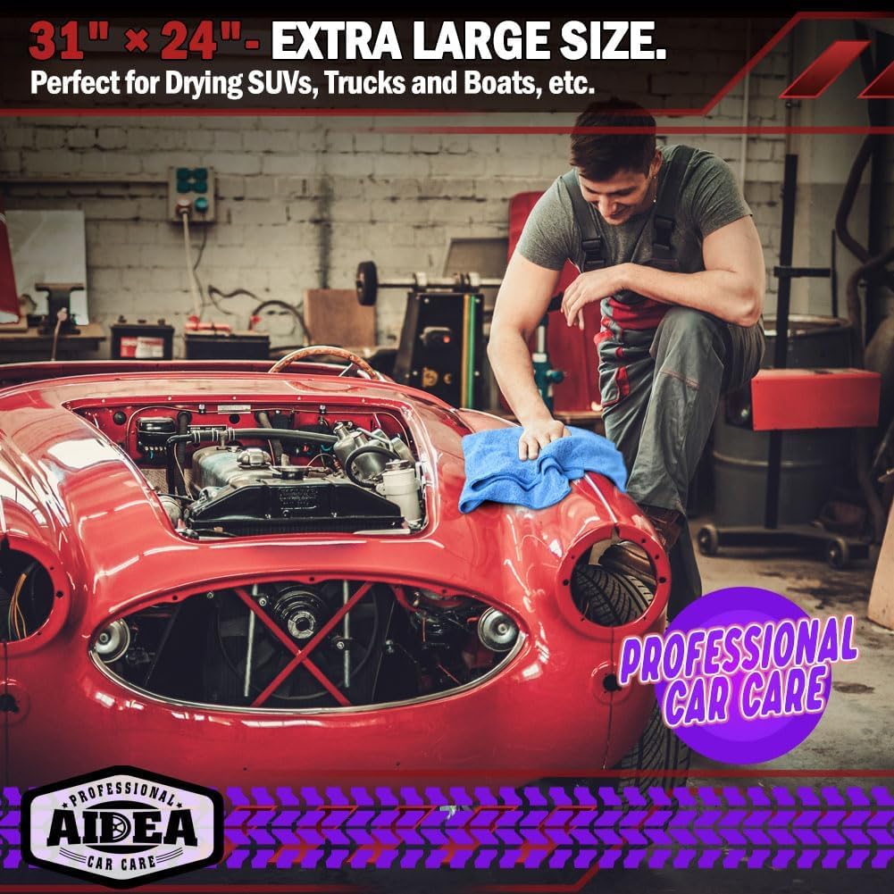 Aidea Microfiber Towels For Cars-4Pk, Large Professional Car Drying Towel, Scratch-Free & Absorbent Drying Towel For Cars, Suvs,