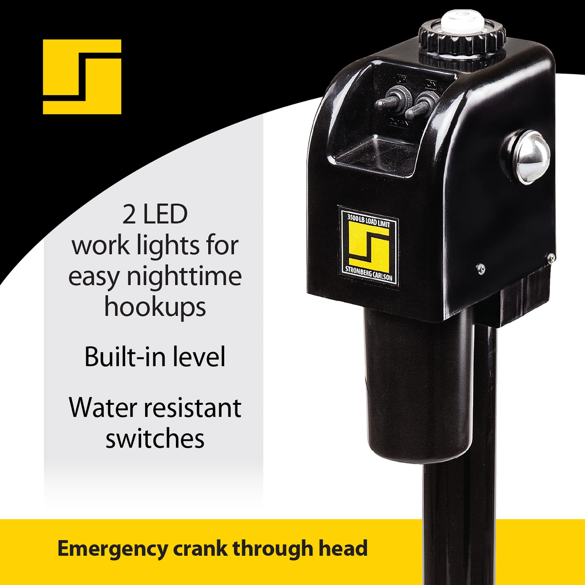 Stromberg Carlson JET-3555 Electric Tongue Jack - Heavy Duty Jack with Motor Protection, 18 Travel & 5 Drop Down Leg, Stabil