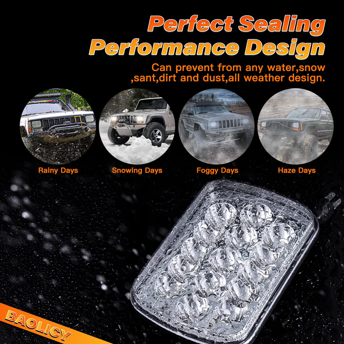 Baolicy 5X7 H6054 Led Headlights Dot Approved Hi/Low Sealed Beam 7X6 H6052 6054 H5054 H6054Ll 69822 Rectangular Chrome Headlight