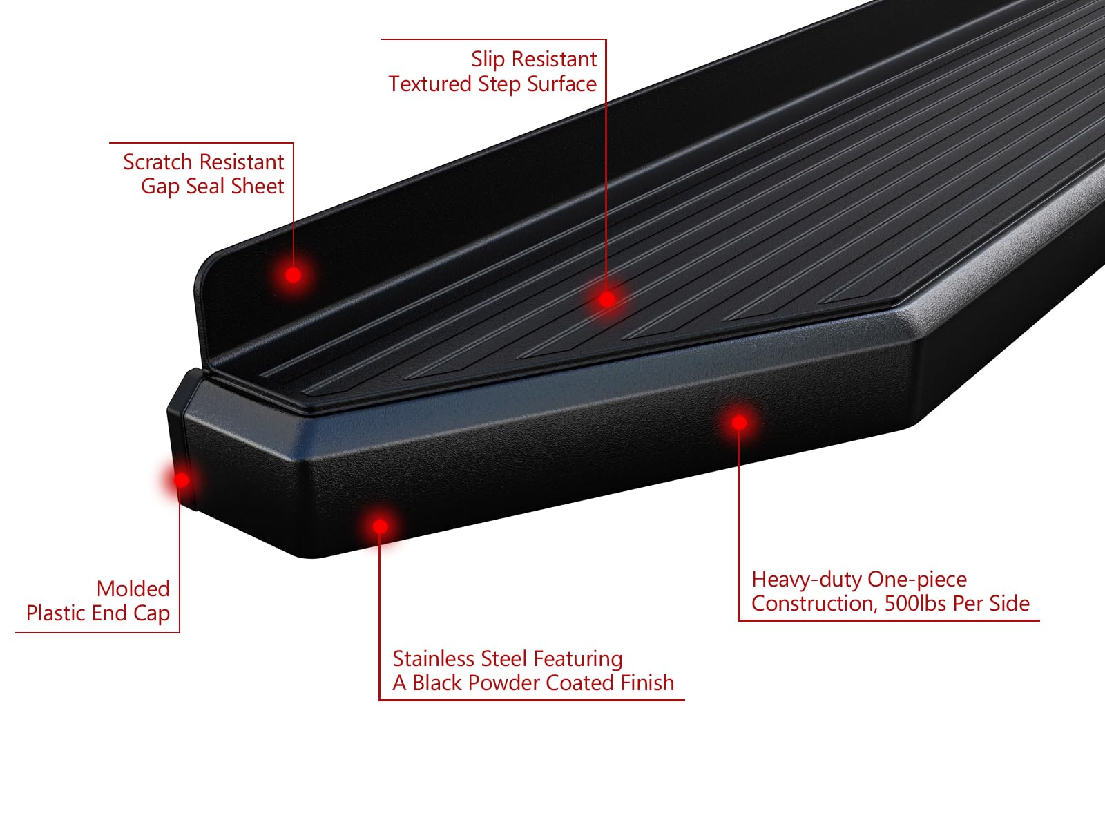 APS 6-inch (Black Powder Coated Flat Style) Running Boards Nerf Bars Side Steps Compatible with Ford F150 2004-2008 Regular Cab