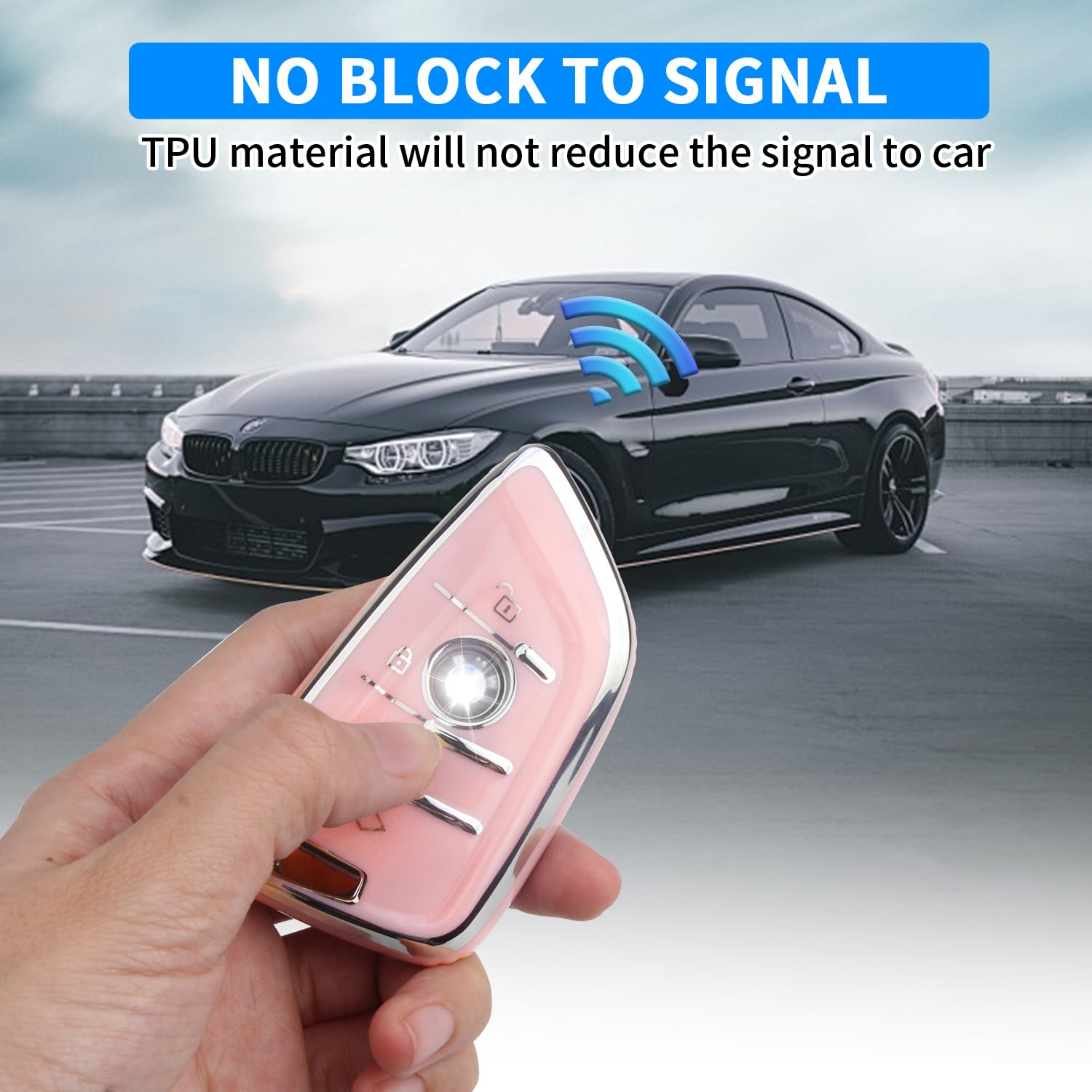 Qbuc For Bmw Key Fob Cover With Leather Keychain,For Bmw 2 5 6 7 Series X1 X2 X3 X5 X6 X7 Premium Soft Tpu Key Fob Holder (1-Pin