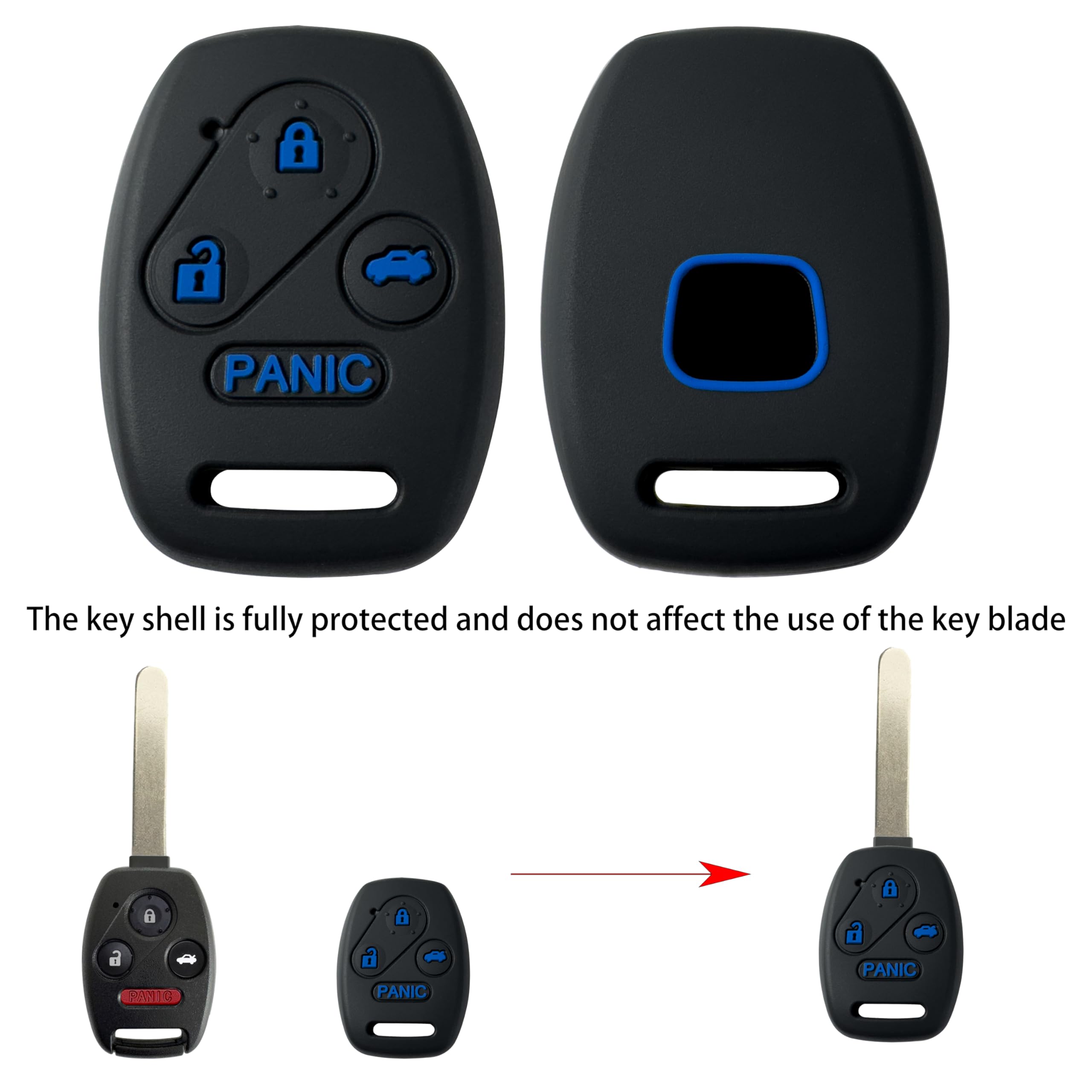 Kyhodsgn Key Fob Cover Shell For Honda 2003 - 2012 Accord 2009-2015 Pilot,3+1Button Keyless Remote Fob Case Kit Fit For 2006-201