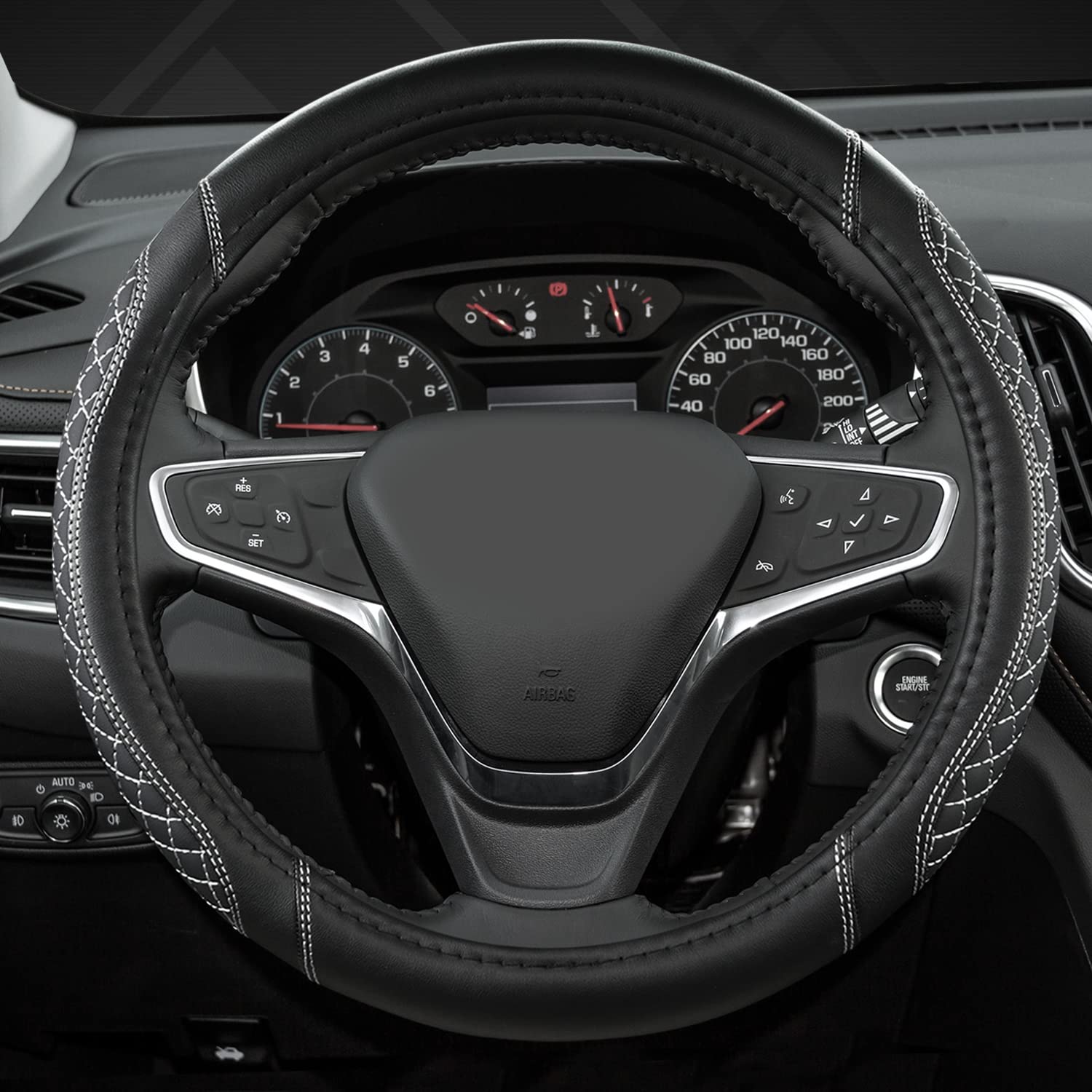 West Llama Customized Auto Car Steering Wheel Cover for Chevy Silverado,Tahoe,Equinox,Traverse,Trailblazer,Colorado(Diamond Quil