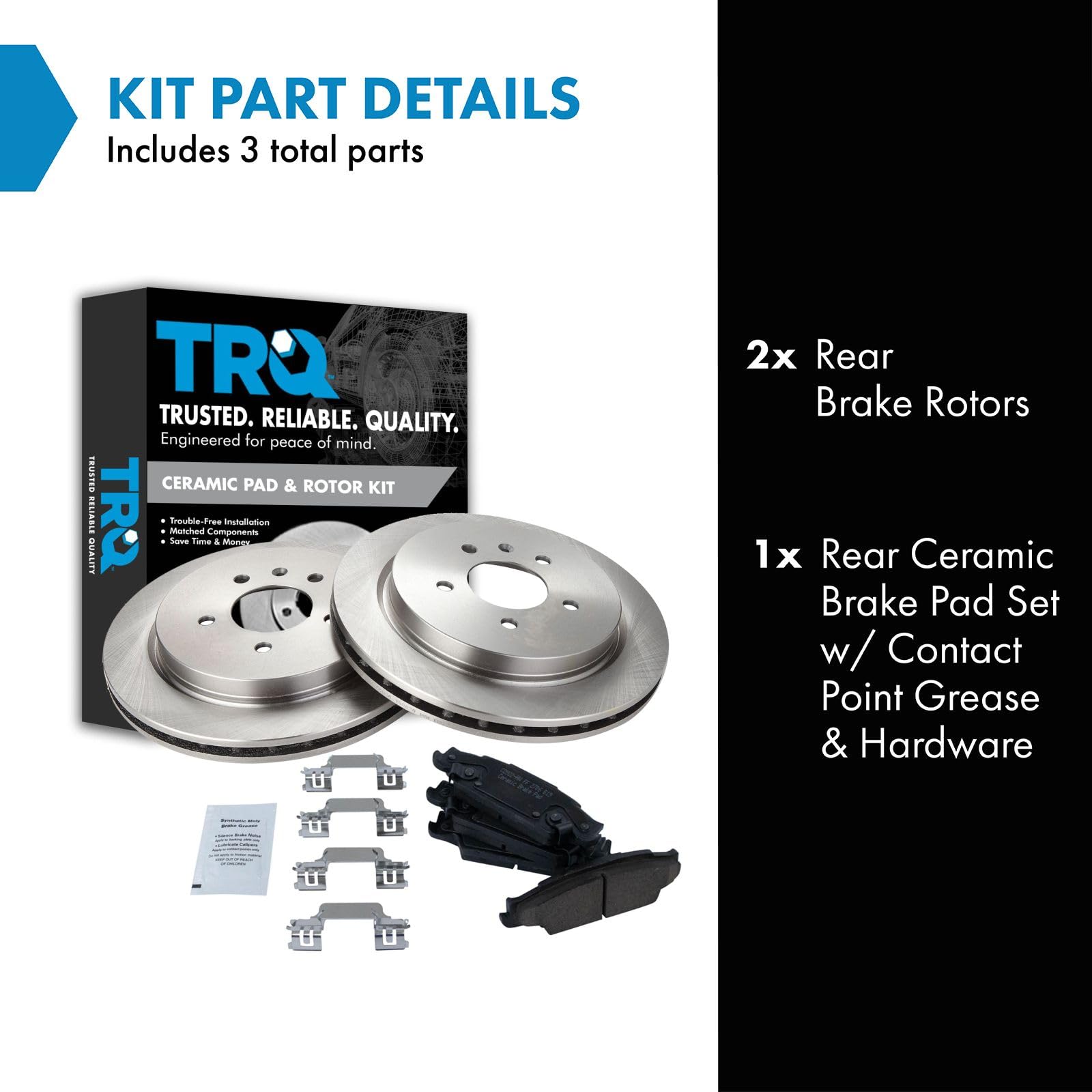 TRQ Rear Brake Pad & Rotor Kit Brake Pads Brake Rotor Ceramic Compatible with 2003-2007 Cadillac CTS 2005-2011 STS