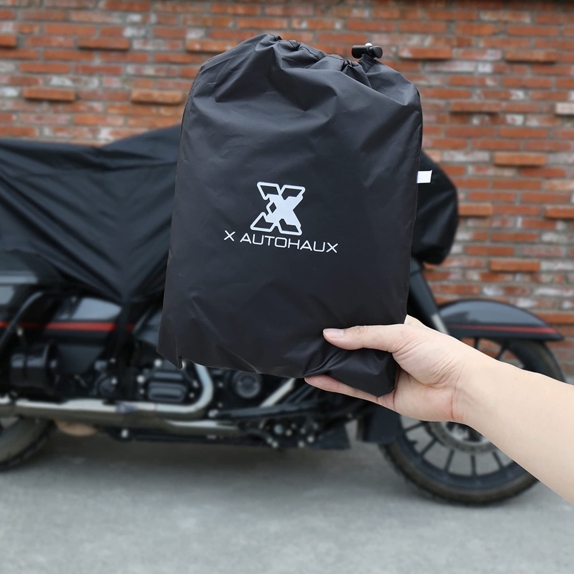 X Autohaux Motorcycle Cover Lightweight Half Cover Outdoor Waterproof Rain Dust Protector Black L Fits Most Sport Adventure Tour