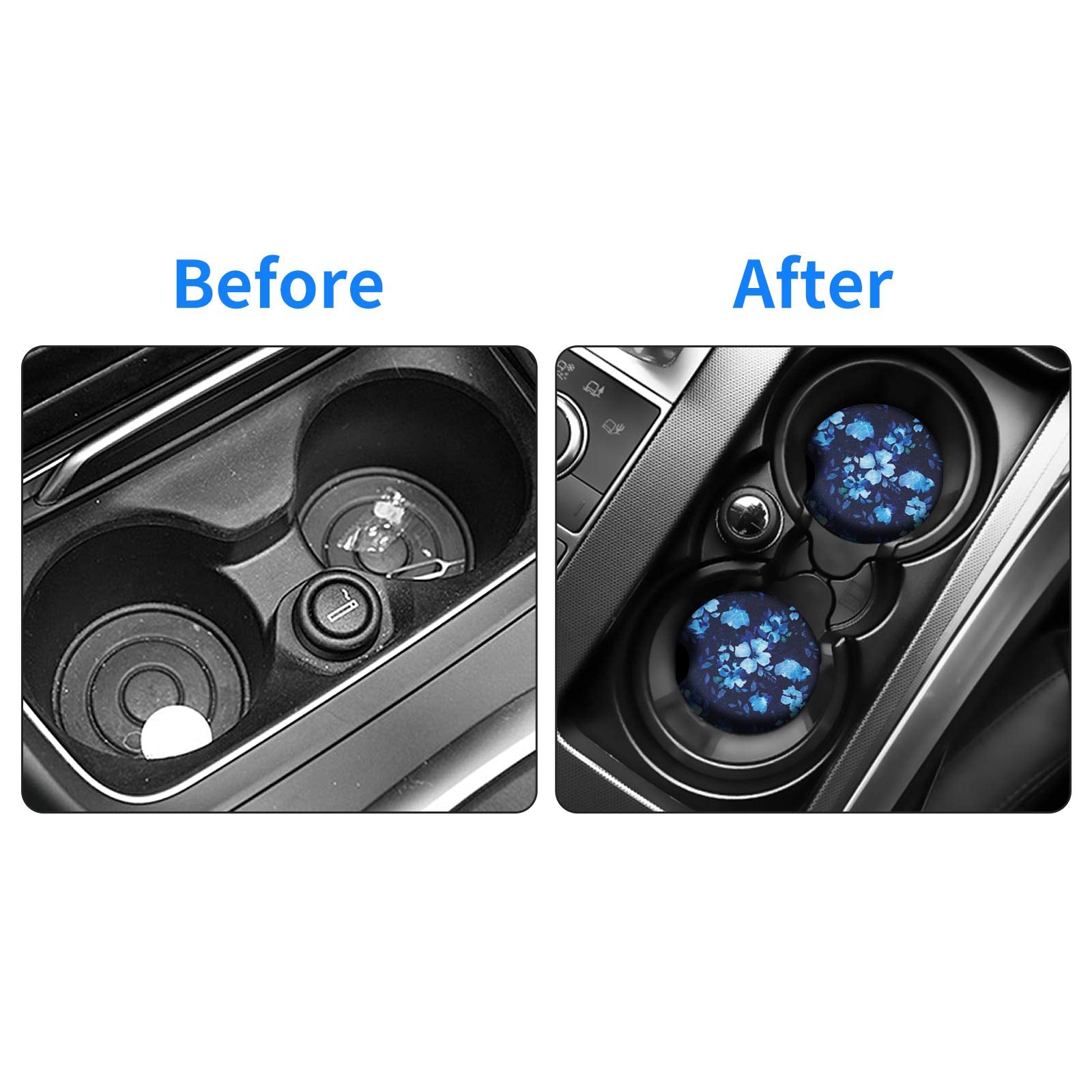 tifanso Car Cup Drink Holder Coaster, 2 Pack Car Coasters for Cup Holders, Cute Vehicle Accessories for Women and Girl (Orchid)