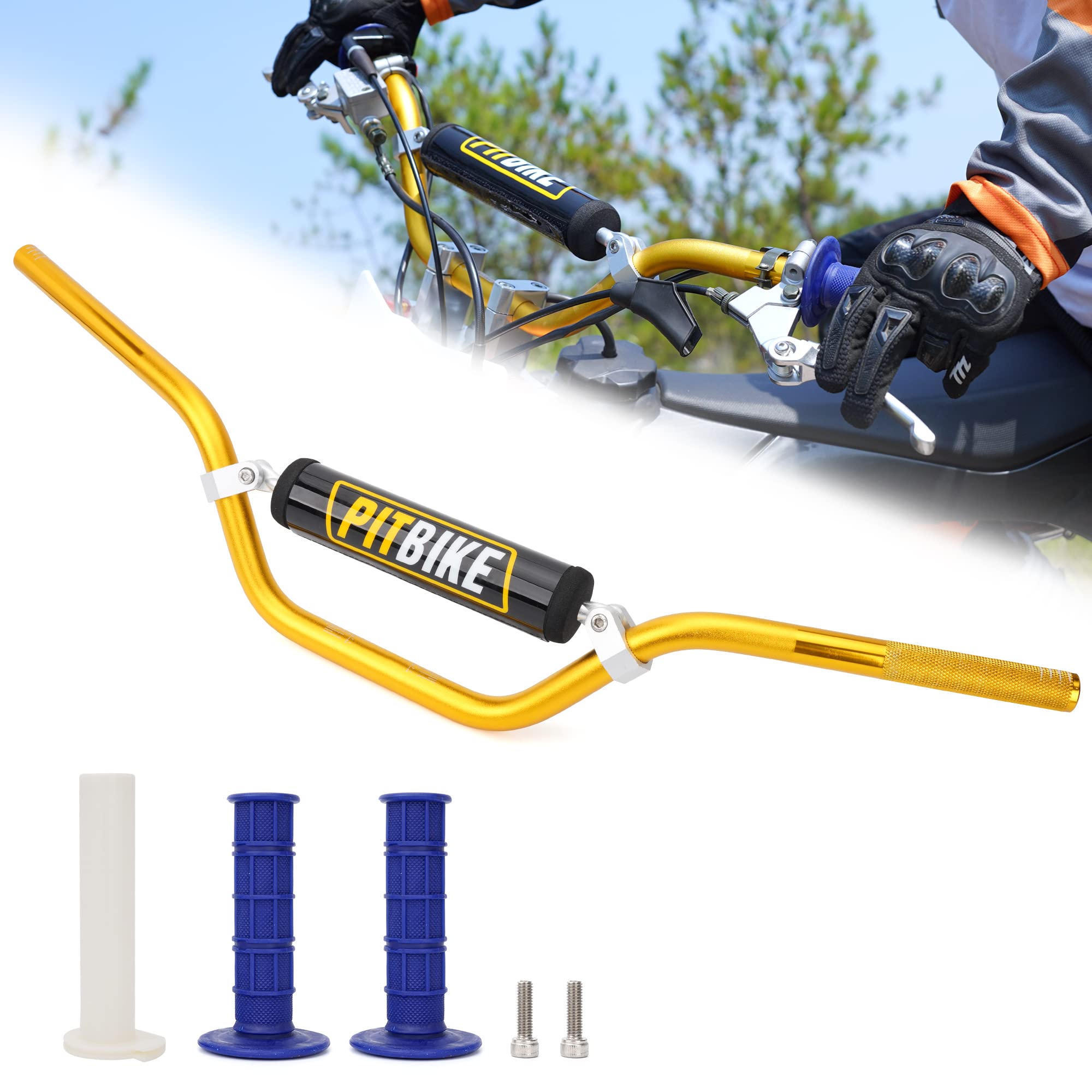 Weiyingsi Universal 7/8 Inch 22Mm Dirt Bike Handlebars, Upgraded Pit Bike Handlebar With Foam Pad And Anti-Slip Handlebar Grips