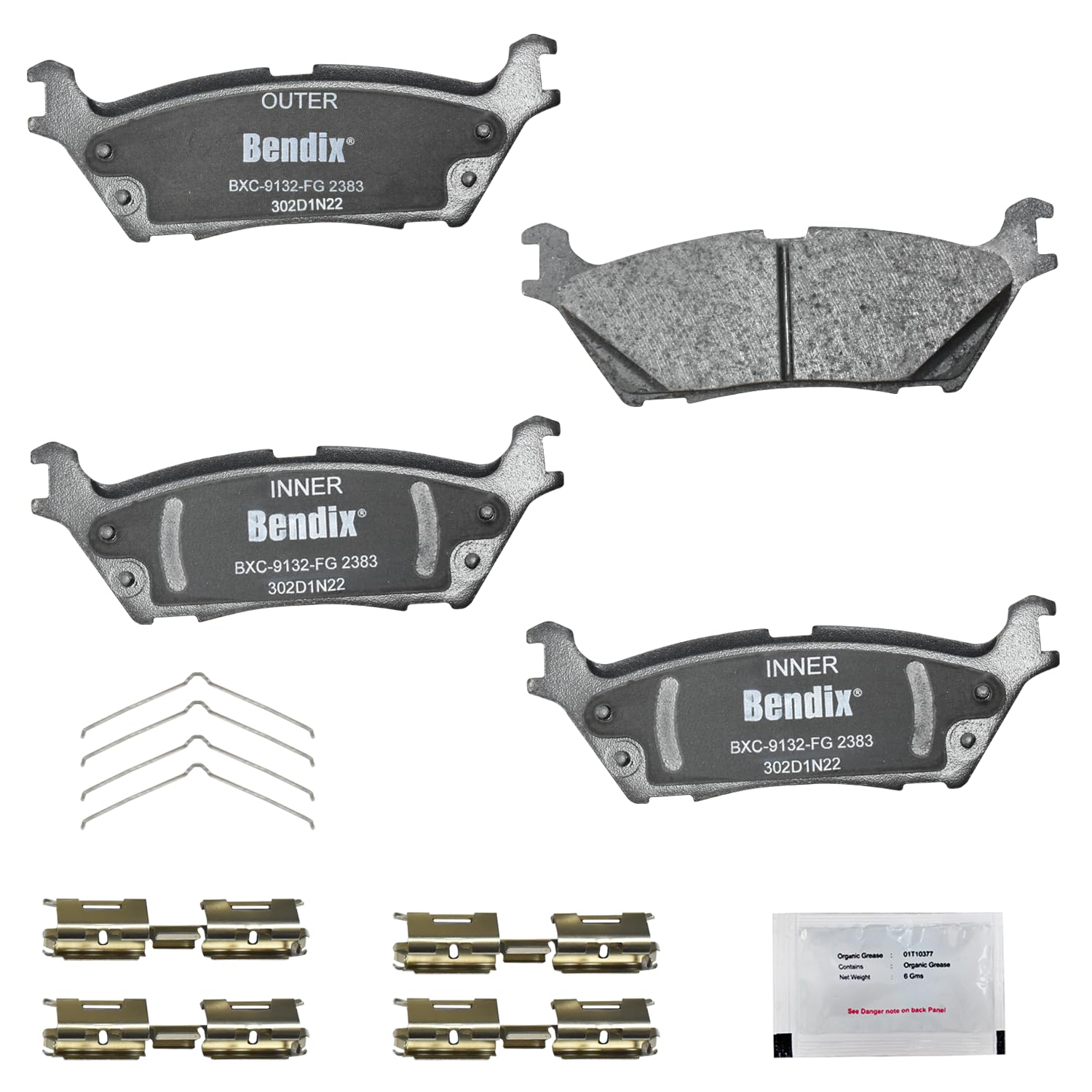 Bendix Priority1 Cfc2383 Ceramic Rear Brake Pads For Ford Expedition 2024-2023, F-150 2023-2021, F-150 Lightning 2022, Lincoln N