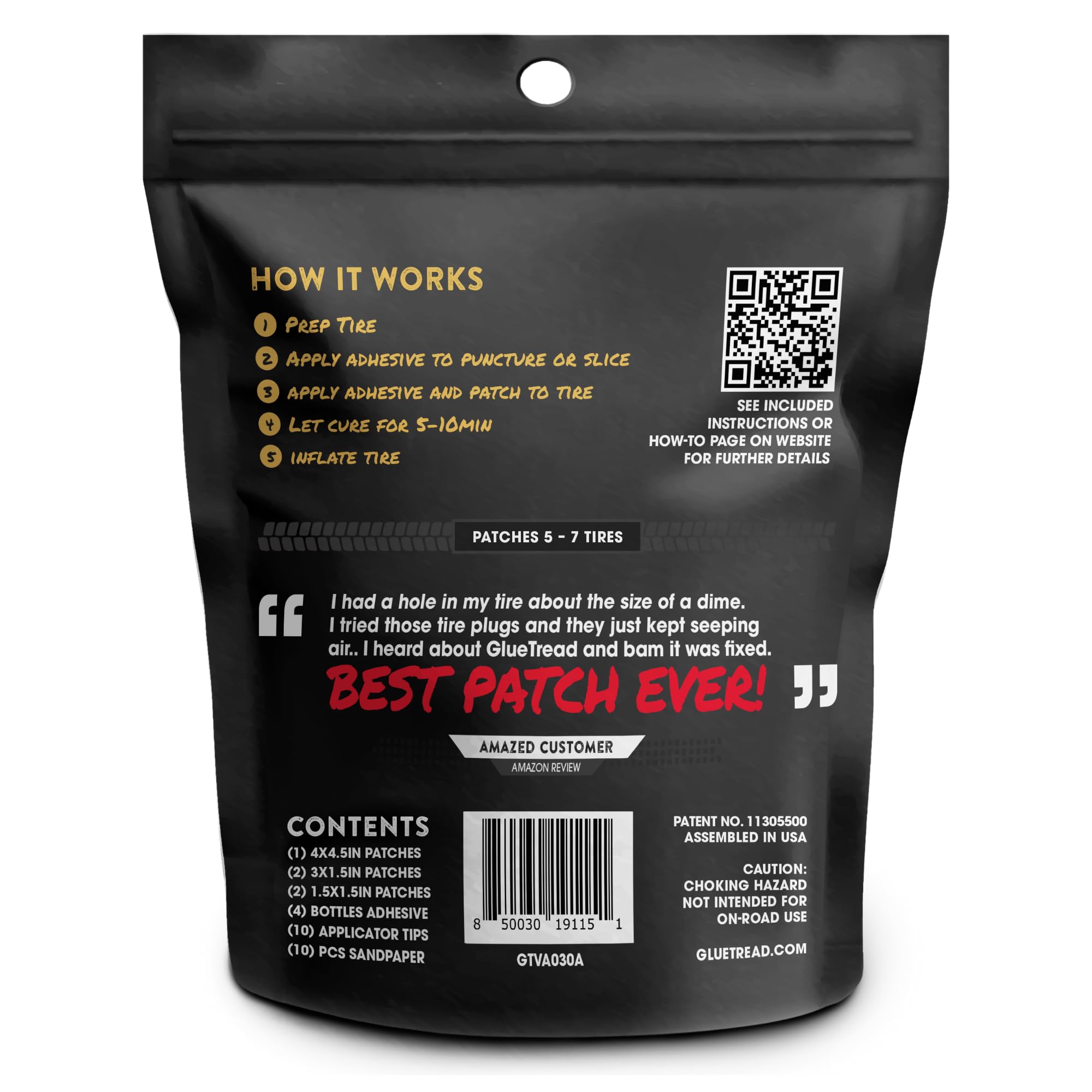 Gluetread Sxs Utv Tire Sidewall Repair Kit | Emergency Tire Repair No Need To Remove Tire | Off-Road Sidewall Tire Repair Kit |