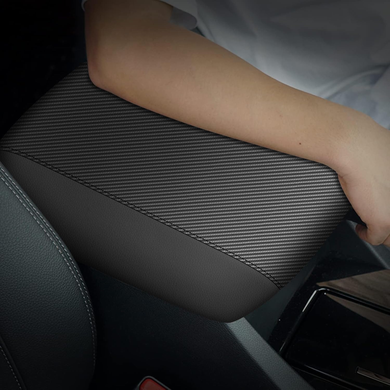 Aomsazto Armrest Covers For 2008-2012 Nissan Altima Carbon Fiber