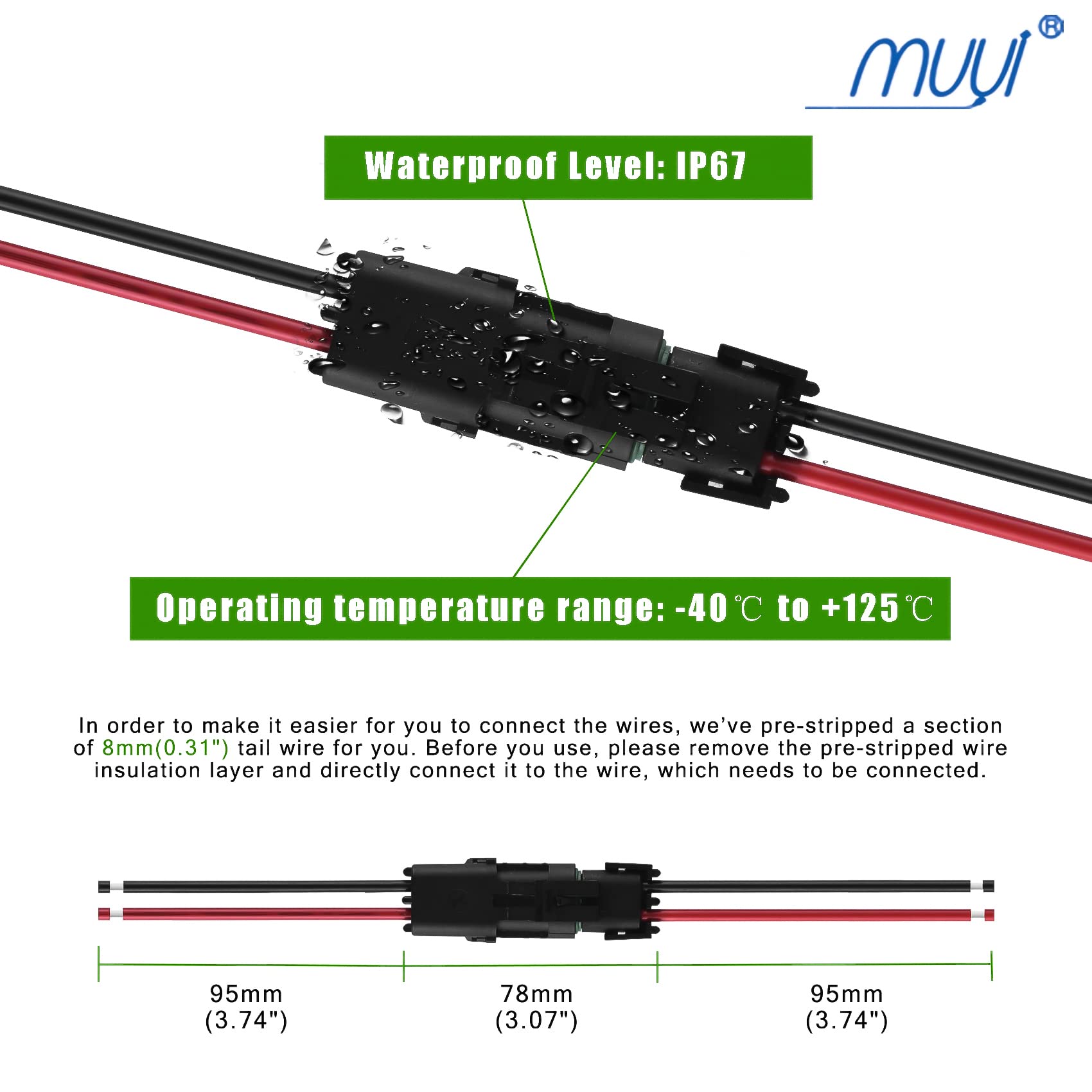 Muyi 14Awg Electrical Connectors Kits, 3 Sets 2 Pin Way Wire Harness Connectors Weatherpack Connector Kit…