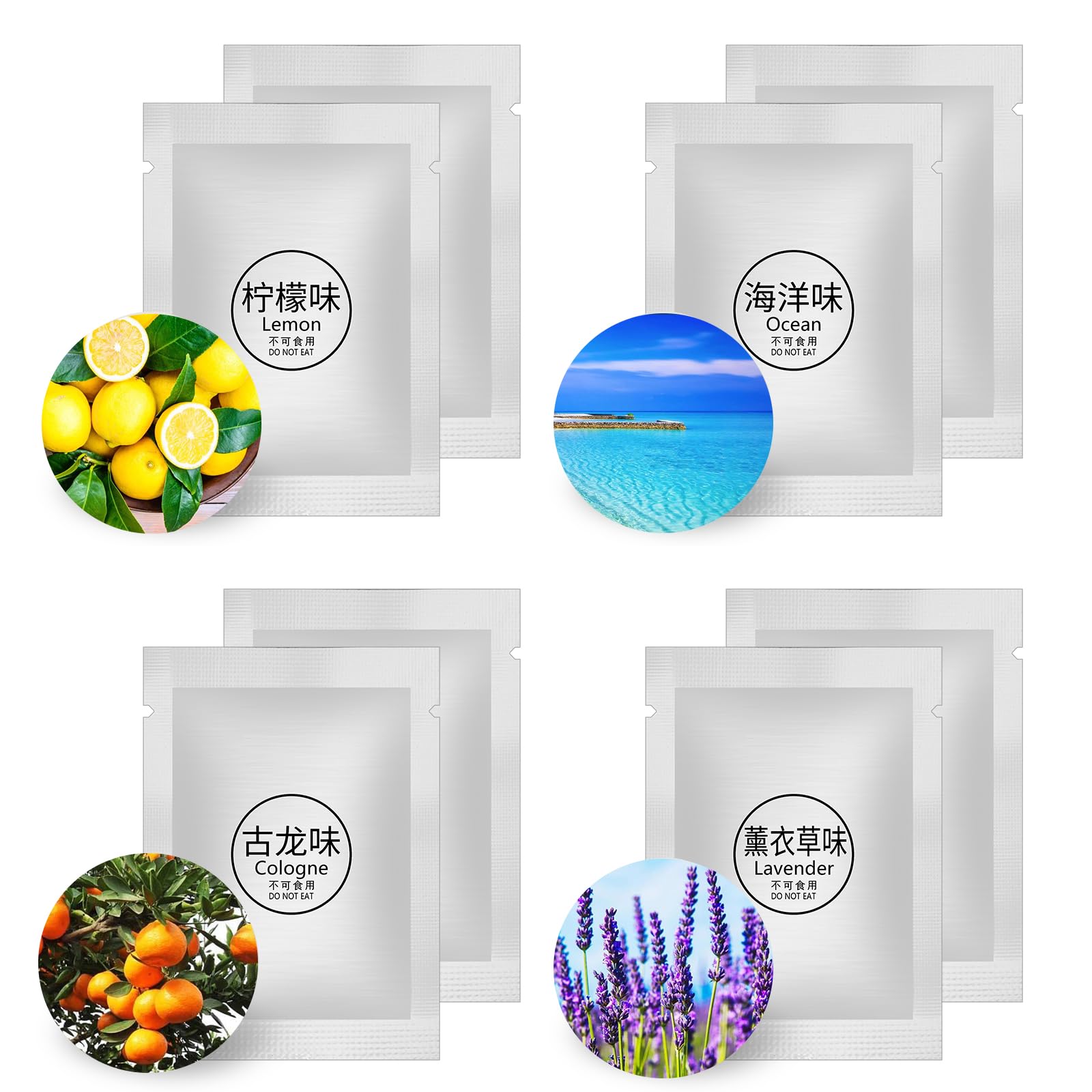 8 Packs Car Air Vent Clip Refills Solid Fragrance Pads, 4 Scents Replacement Tablets Long Lasting Freshener For Cars(Included Le