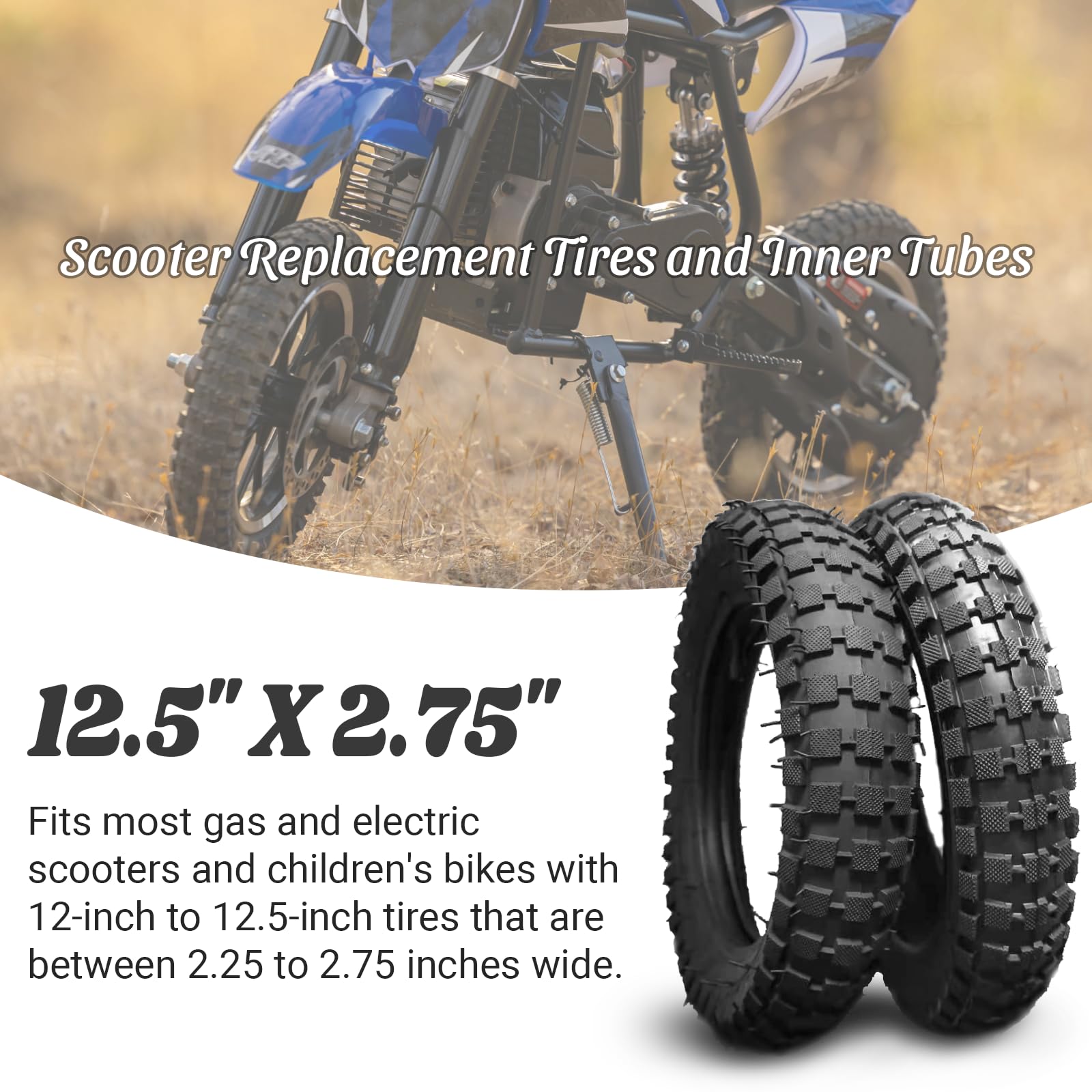 (2 Set) Ar-Pro 12.5 X 2.75 Scooter Replacement Tires And Inner Tubes - Tires And Inner Tubes For Schwinn And Dynacraft Electric Scooters