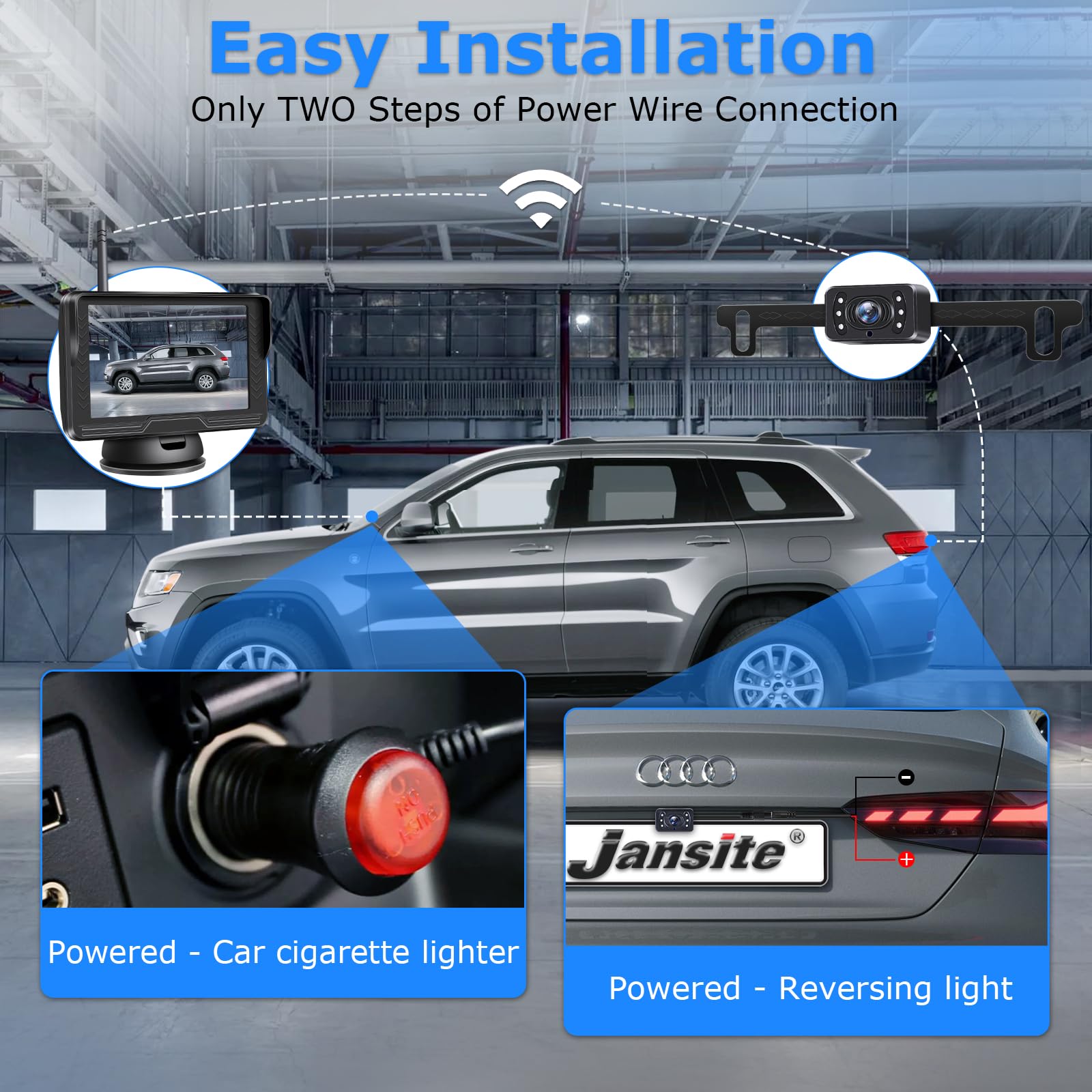 ?6 Led? 1080P Wireless Backup Camera Monitor For Car 5'' Back Up Camera License Plate Reverse Camera Truck Trailer Rv Pickup Diy