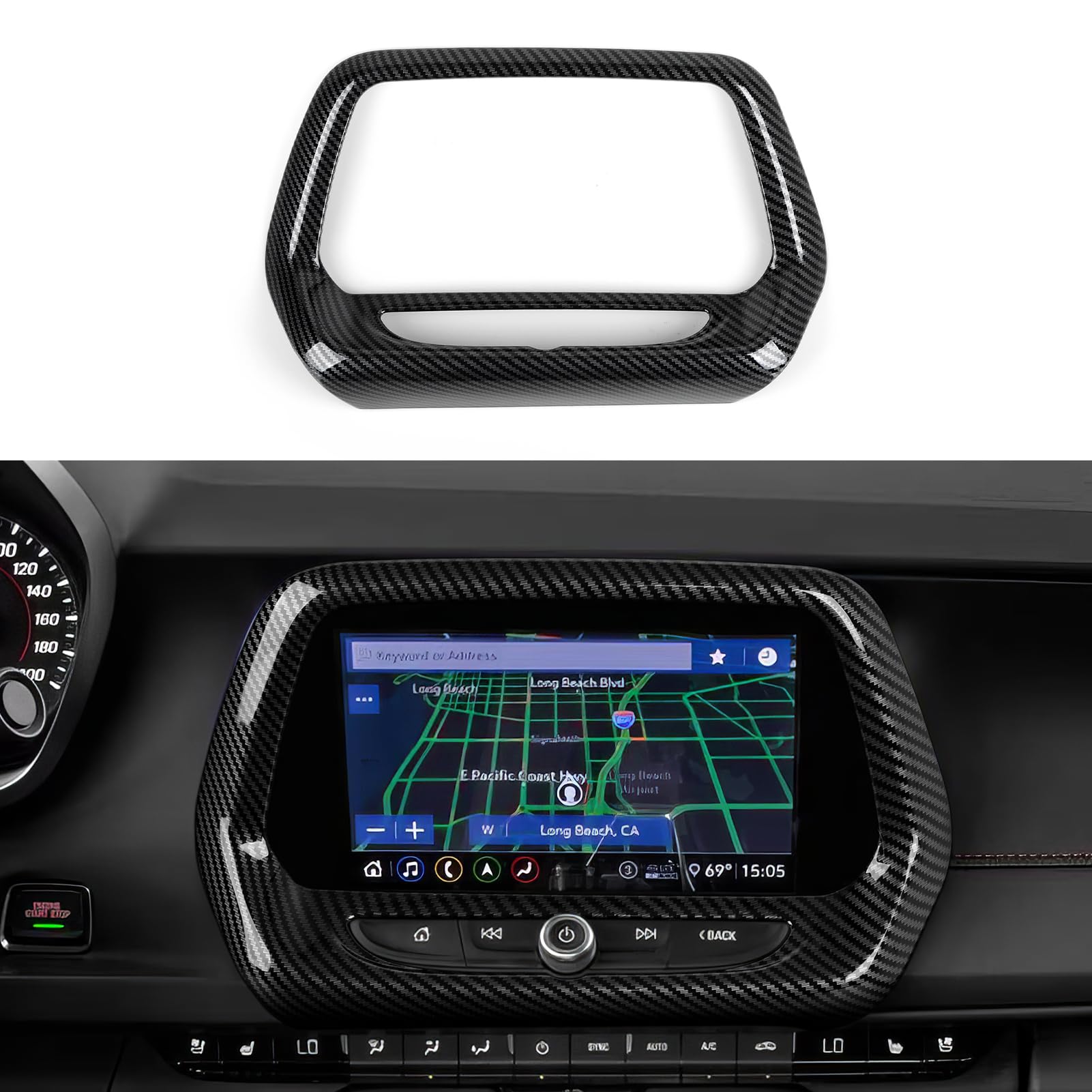Car Sticker Center Control Navigation Panel Decal ABS Carbon Fiber Interior Trim Cover for Chevrolet Camaro 2016 2017 2018 2019 