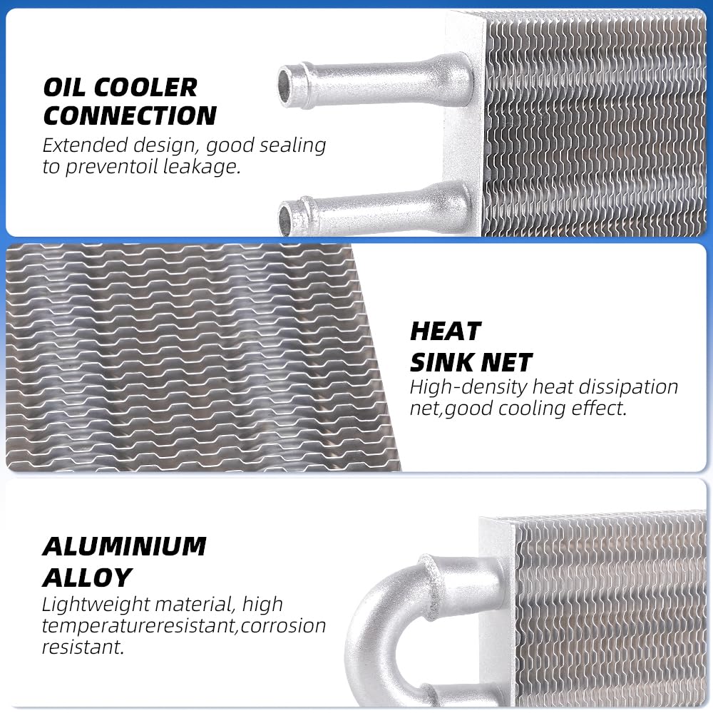 Bartoo Universal 5/16'' Transmission Oil Cooler Kit, Aluminium Alloy 2 Pass Tube And Fin Oil Cooler Kit (Sliver)