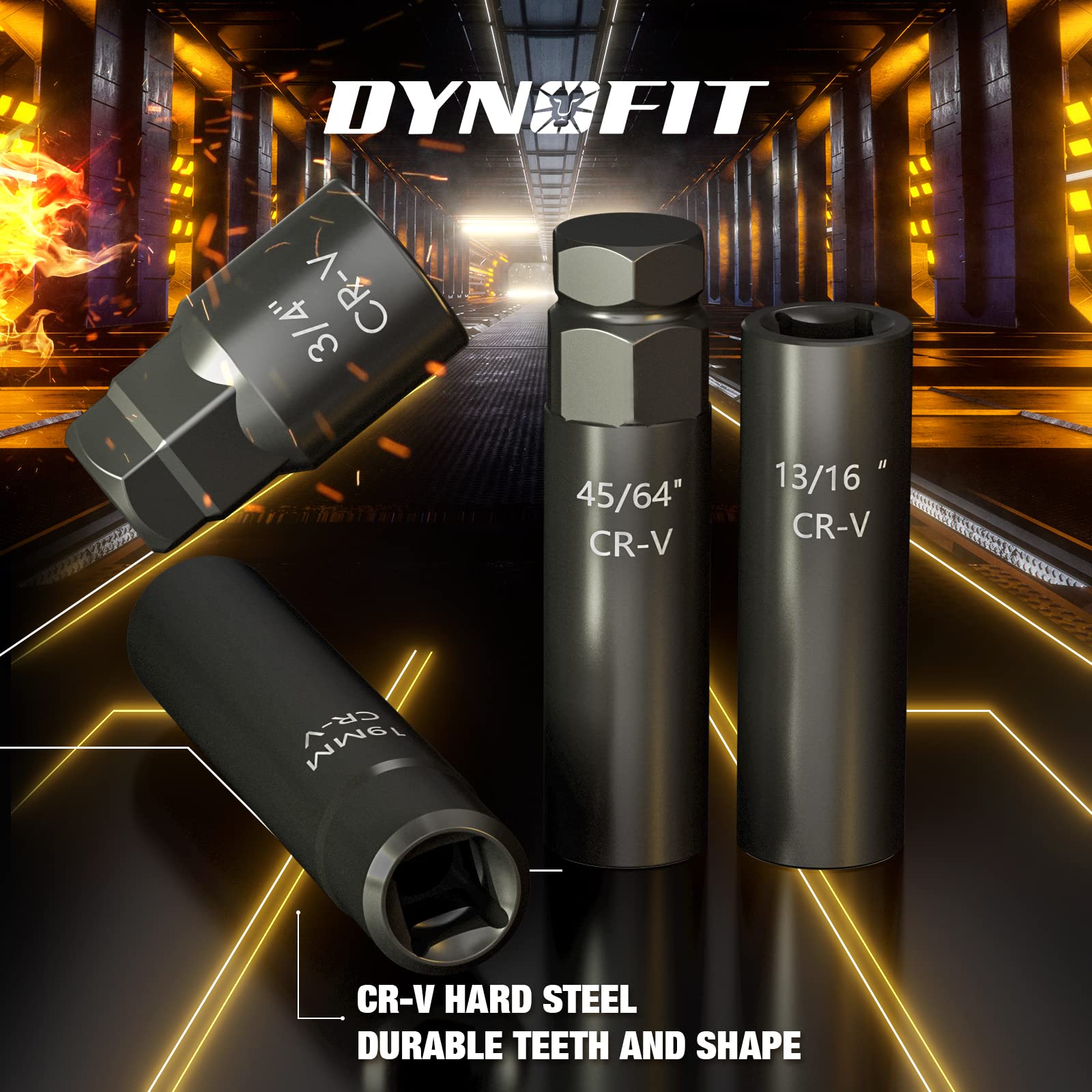 Dynofit 8Pc Lug Nuts Key Kit, Aftermarket Lug Nut Socket Easily Removing Spline and Hex Style Aftermarket Wheel Lug Nuts | 5, 6,