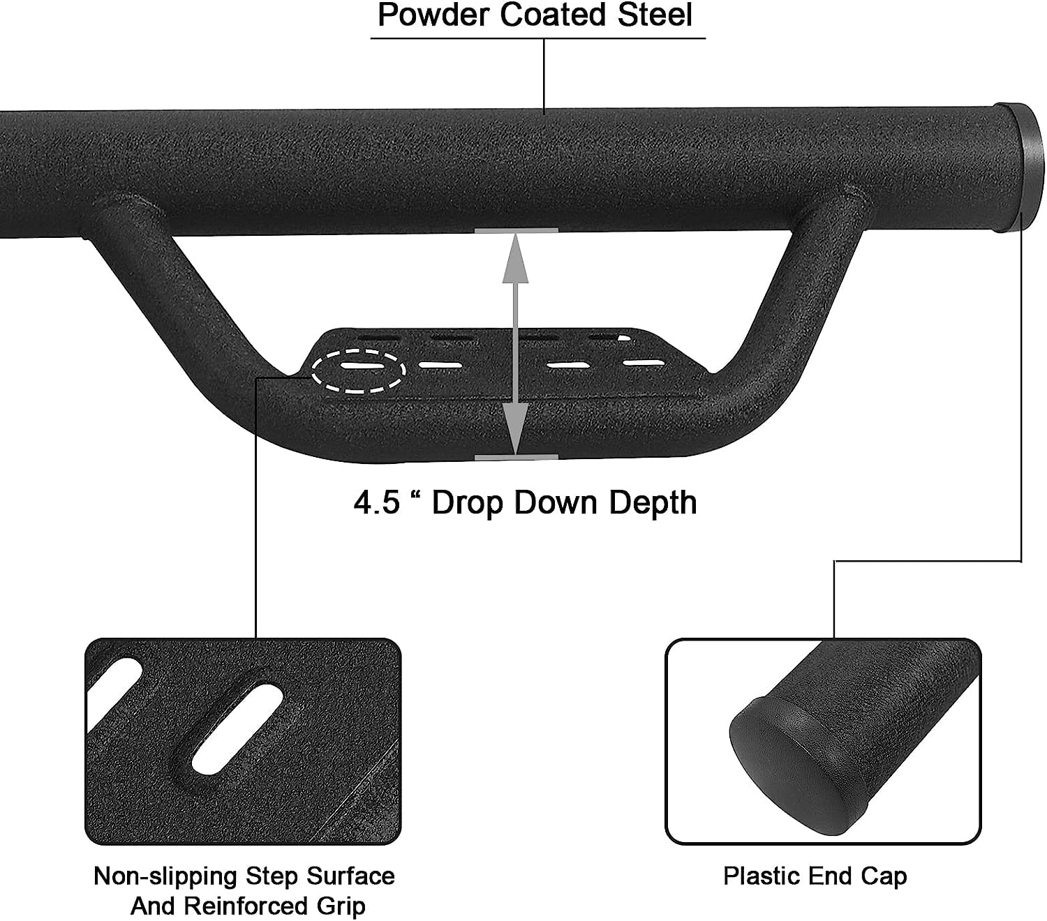 Smanow Running Boards Step Bars Compatible With 2021-2025 Ford Bronco 4 Door Suv. Black Side Steps Step Bars Rock Sliders. Truck Running Boards Made With Carbon Steel.