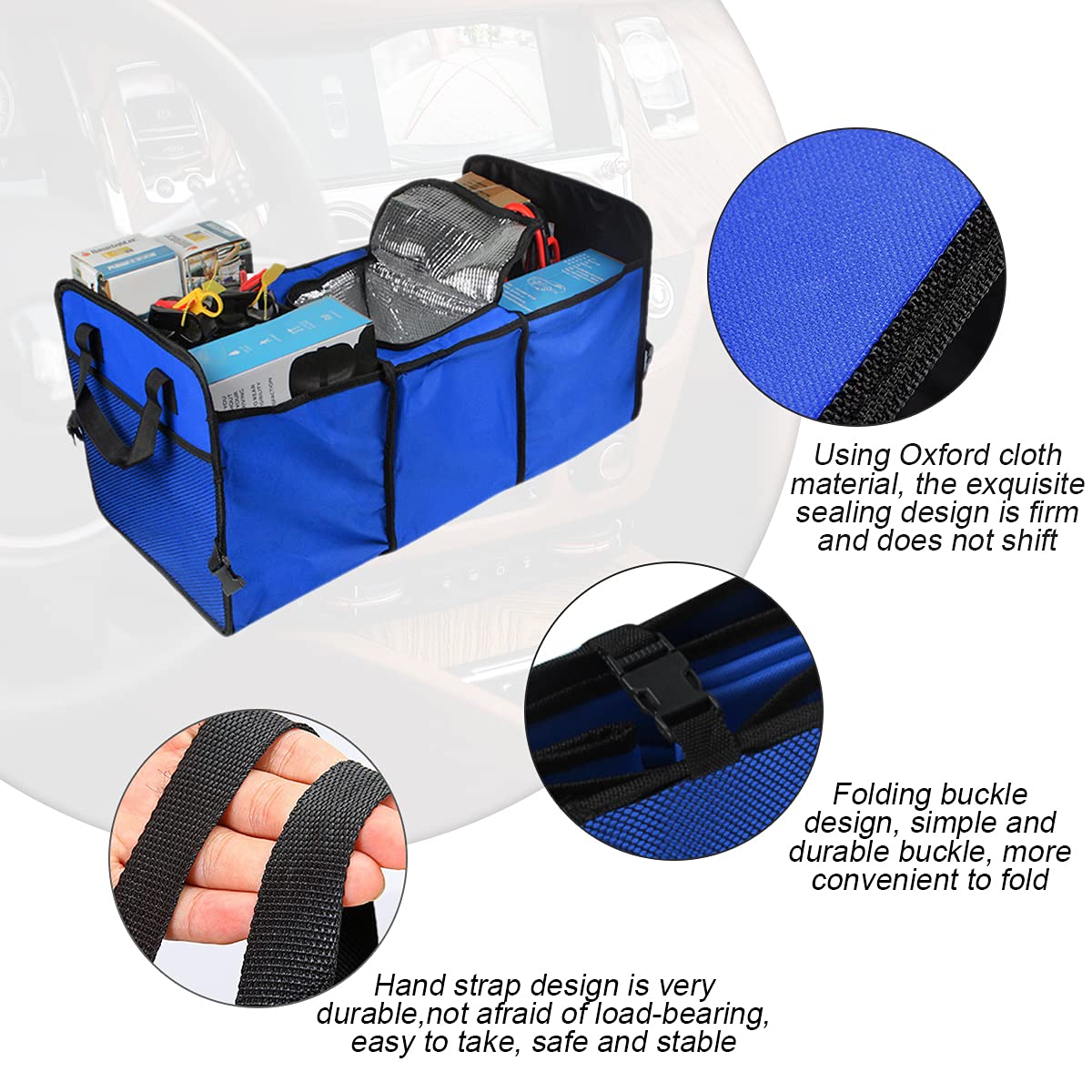 8Sanlione Trunk Organizer, Large Capacity Cargo Storage With Insulation Cooler, Foldable For Cars, Vehicles, Suvs, Trucks, Autom