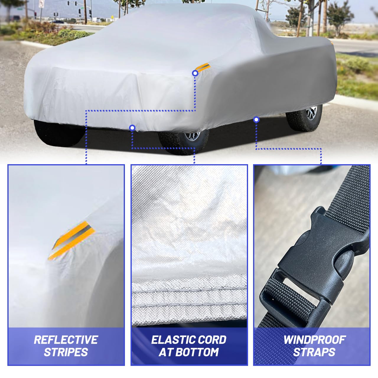 Mornyray Waterproof Car Cover All Weather Snowproof Uv Protection Windproof Outdoor Full Truck Cover, Universal Fit For (Fit Tru