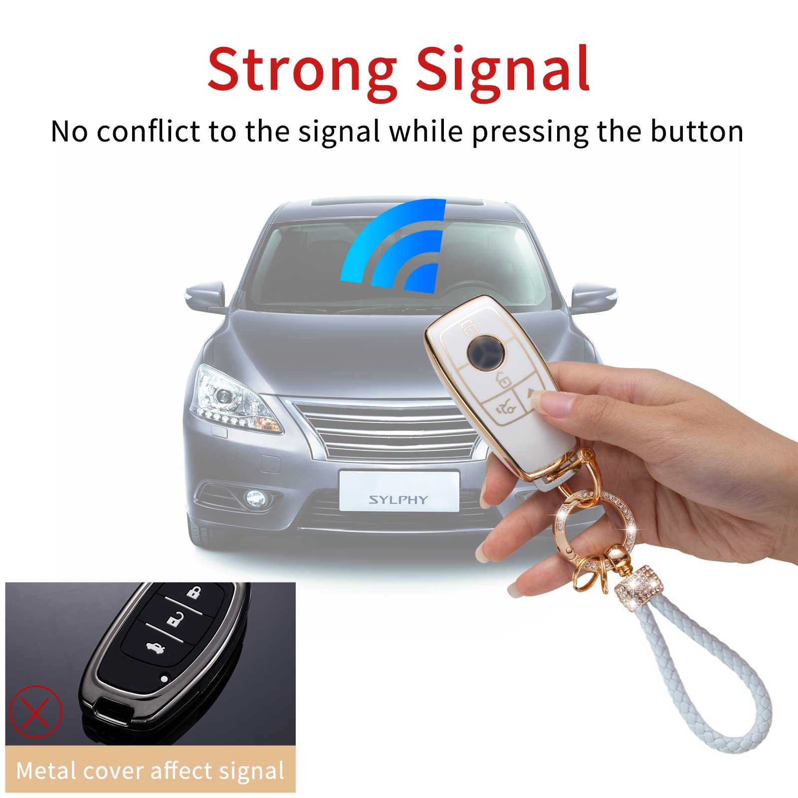 Gematay For Mercedes Benz Key Fob Cover With Lanyard, Soft Tpu Key Case Shell Compatible With A-Class C-Class G-Class 2017-2020