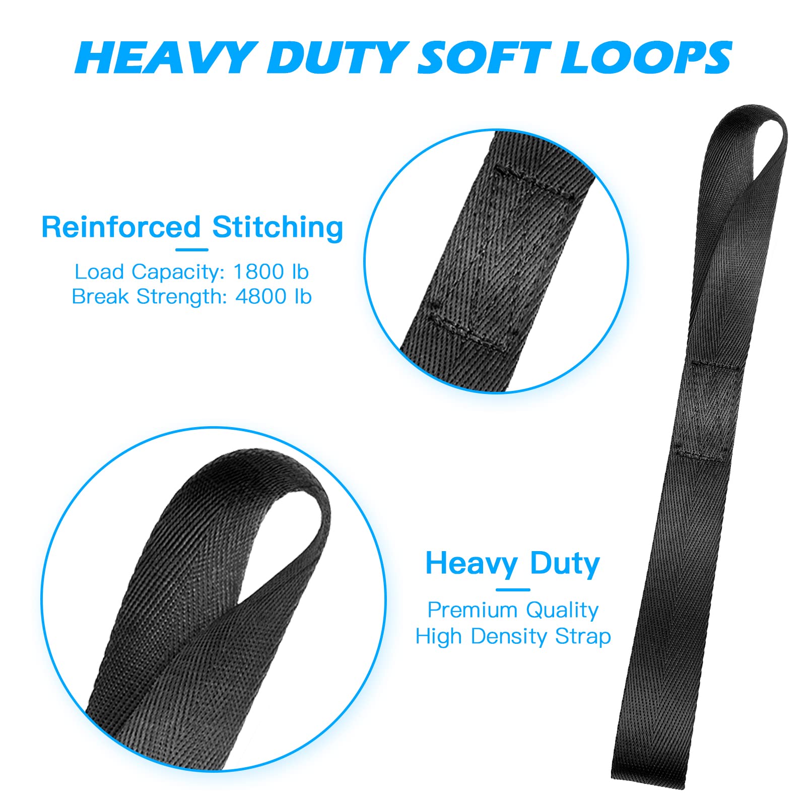 RIO Direct 6-Pack Soft Loop Tie Down Straps, 1800Lbs Load Capacity, 4800Lbs Breaking Strength, 1 * 12 inches Heavy Duty Motorcyc