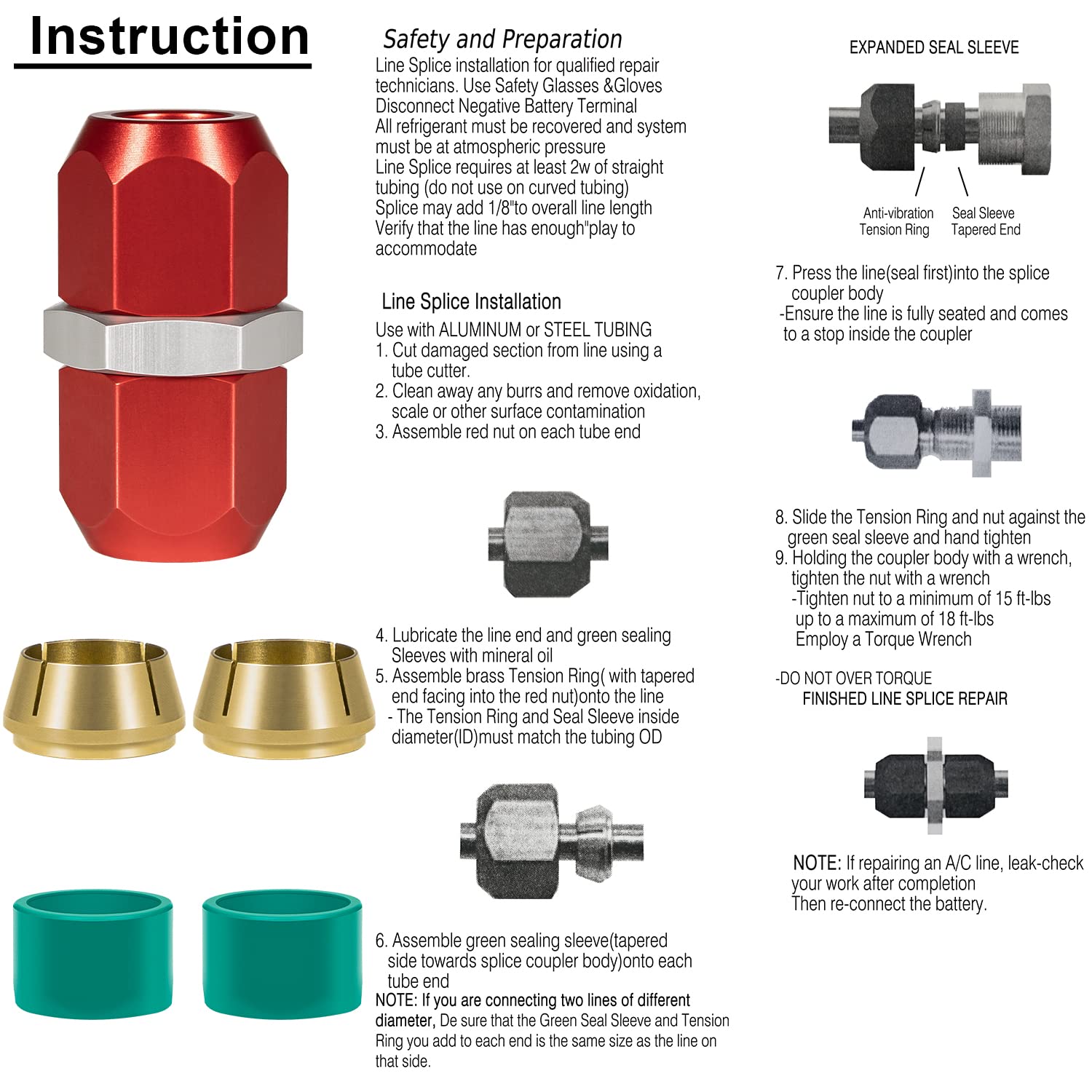 Hihitomorrow 800-642 Line Splice Connector for 1/2 Aluminum Lines - A/C Air Conditioning Repair Coupler, Multicolor