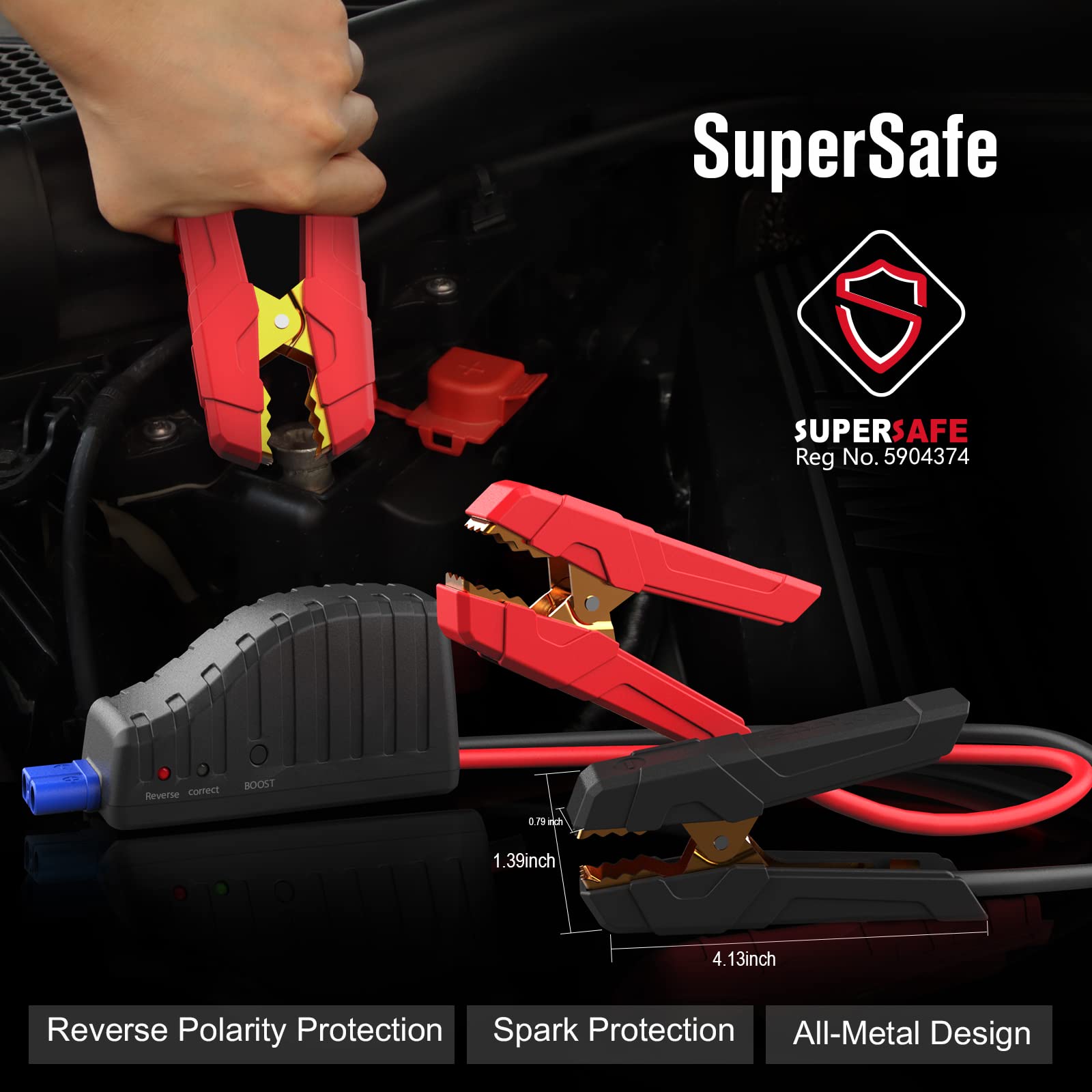 Gooloo Gp3000 Jump Starter, 3000A Portable Car Jump Starter For Up To 10.0L Gas Engines & 8.0L Diesel, 12V Supersafe Lithium Jum