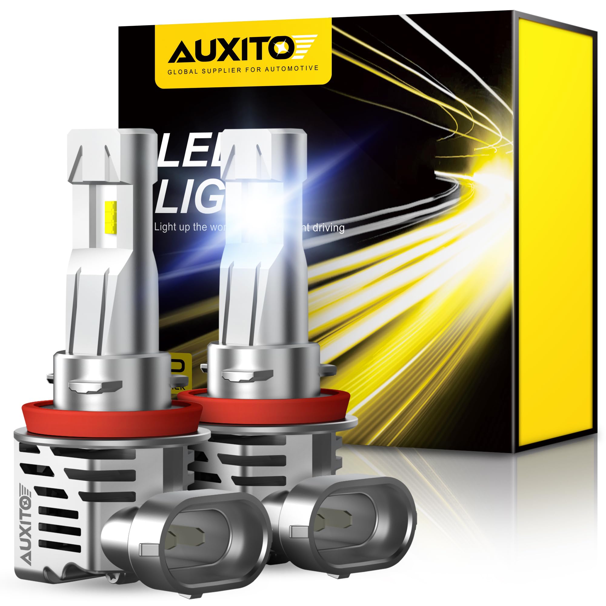 Auxito H11/H8/H9 Led Fog Light Bulbs, 60W, 6500K Cool White, 15000Ml, Pack Of 2