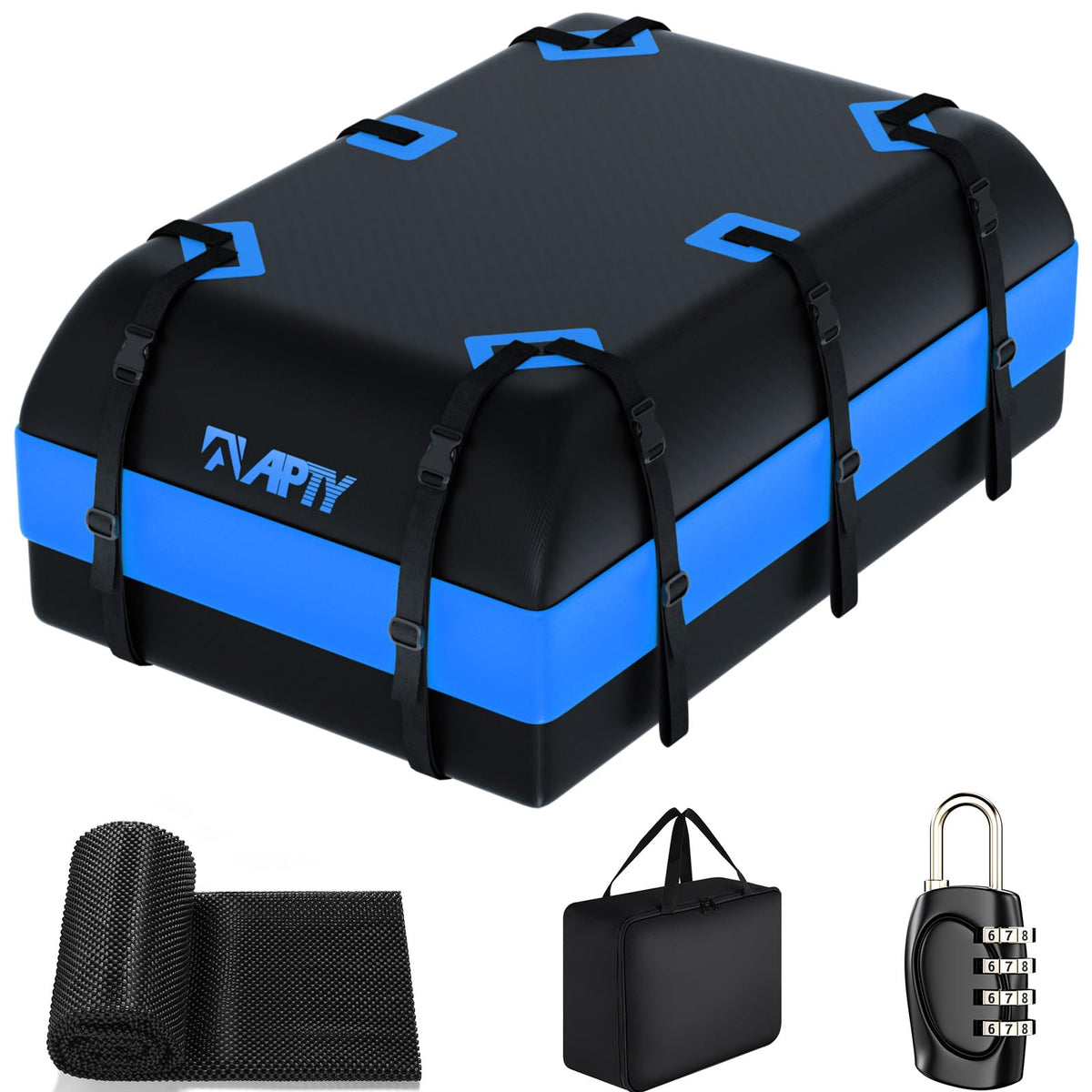 APTY 21 Cubic Feet Car Rooftop Cargo Bag Carrier, Soft Roof Top Luggage Bag for All Vechicles with/Without Racks - with Waterpro