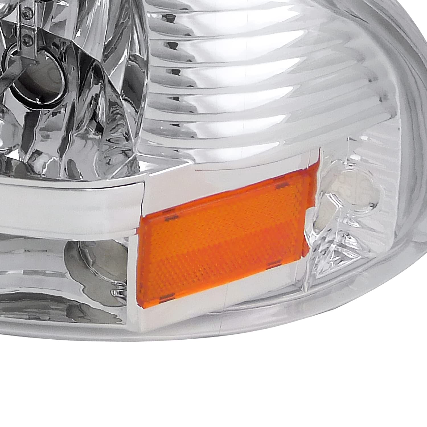 Spec-D Tuning Chrome Housing Clear Lens Headlights Compatible With 1997-2004 Dodge Dakota L+R Pair 1Pc Style Head Light Lamp Ass