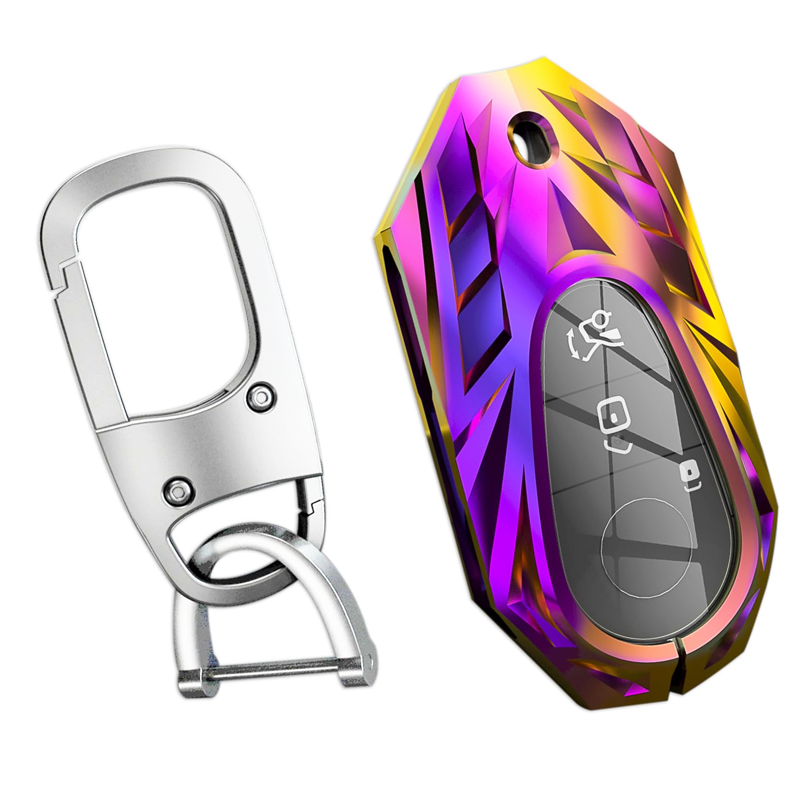 Ocezbiis For Mercedes Benz Key Fob Cover,Keychain,Zinc Alloy Protection Car Key Shell Case Compatible With Mercedes Smart Remote