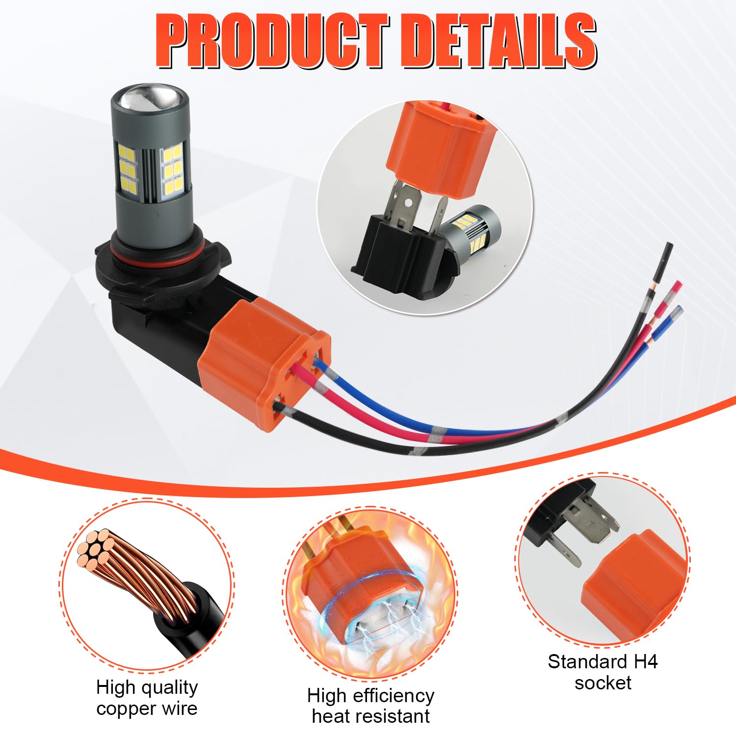 Ibrightstar H4 9003 Hb2 Female High Temperature Ceramic Adapter Wiring Harness Sockets Wire For Headlights Or Fog Lights