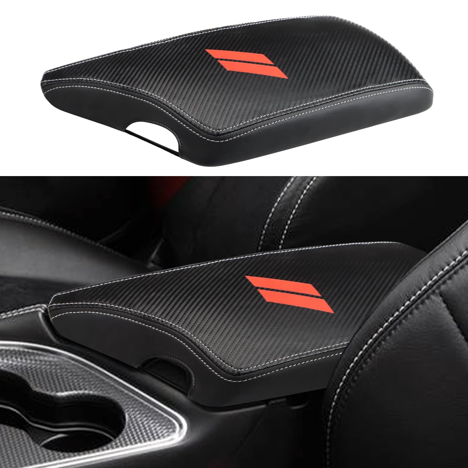 Intget Car Center Console Armrest Cover For 2023 2022 Dodge Challenger Accessories 2021 2020 2019 2018 2017 2016 2015 Interior A