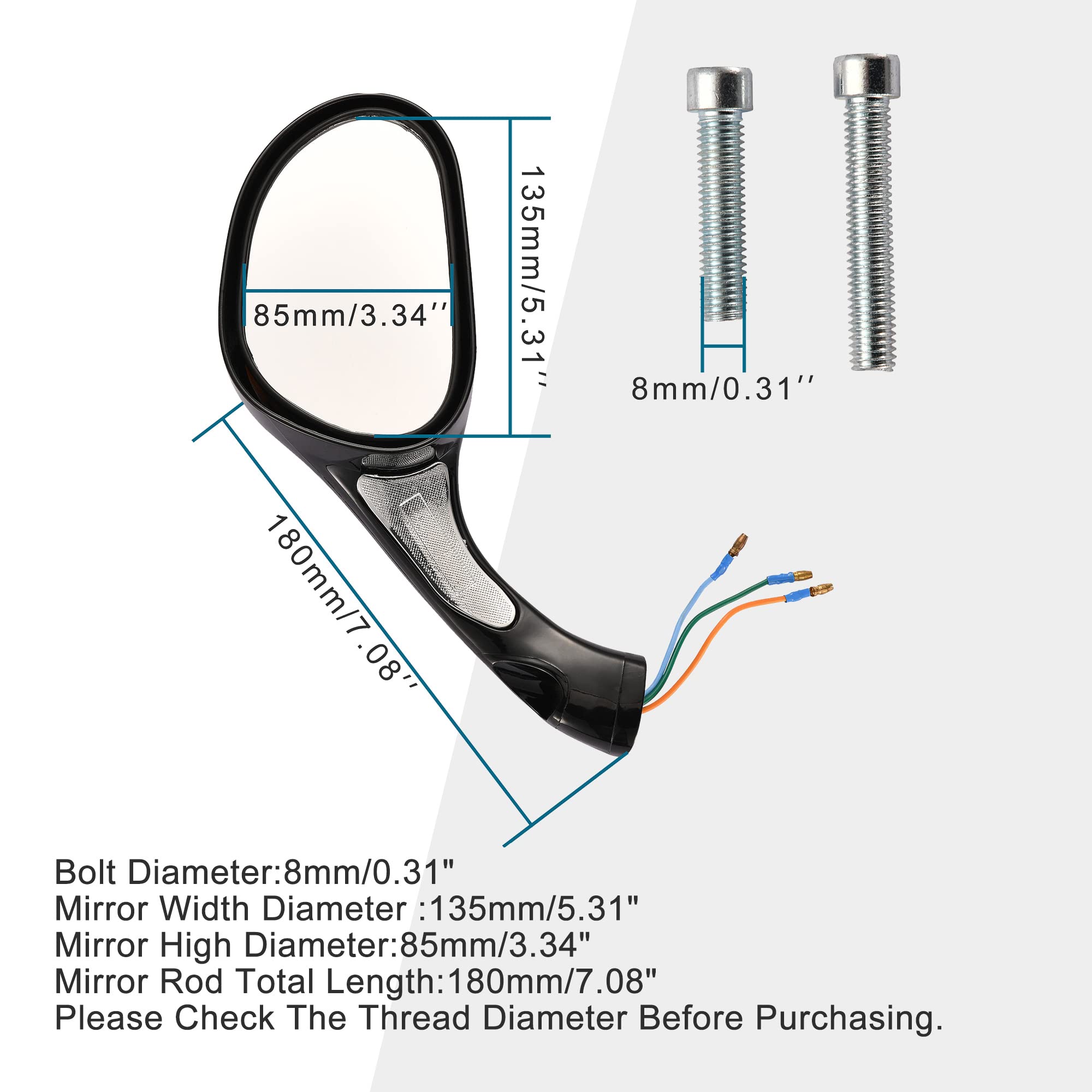 Goofit 8Mm Scooter Rearview Mirrors 1 Pair For 50Cc 70Cc 90Cc 110Cc 125Cc 150Cc 200Cc 250Cc Moped Motorcycle Black