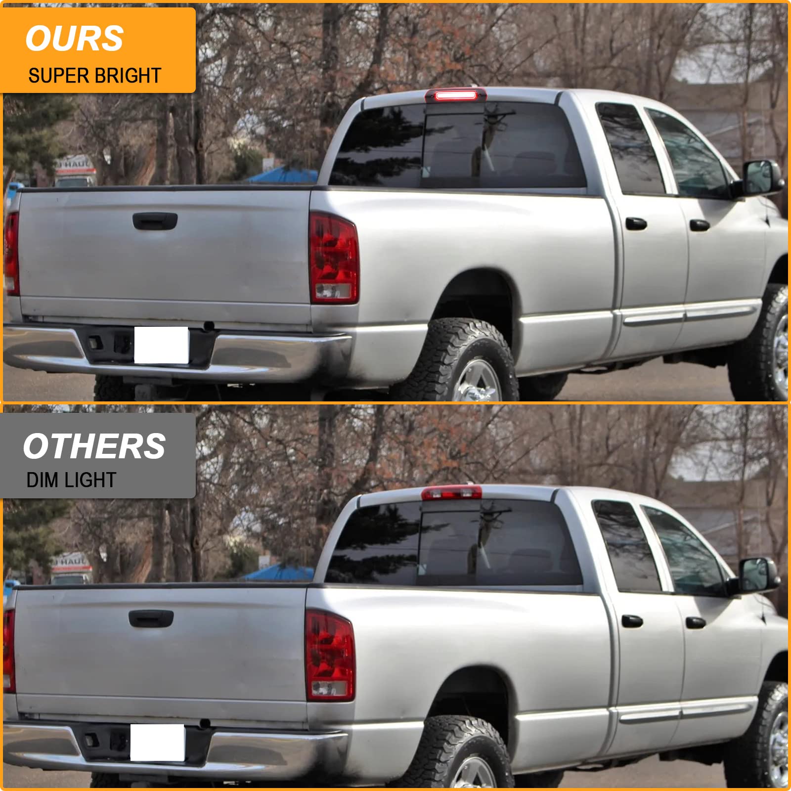 R&F Auto Led Strobe High Mount Brake Light Replacement For Ram 1500 2500 3500 (2002-2008), For Ram 2500 3500 (2009) Third Brake Lamp With Seal Foam Gaskets F1 Style Red Flash Red White Lens