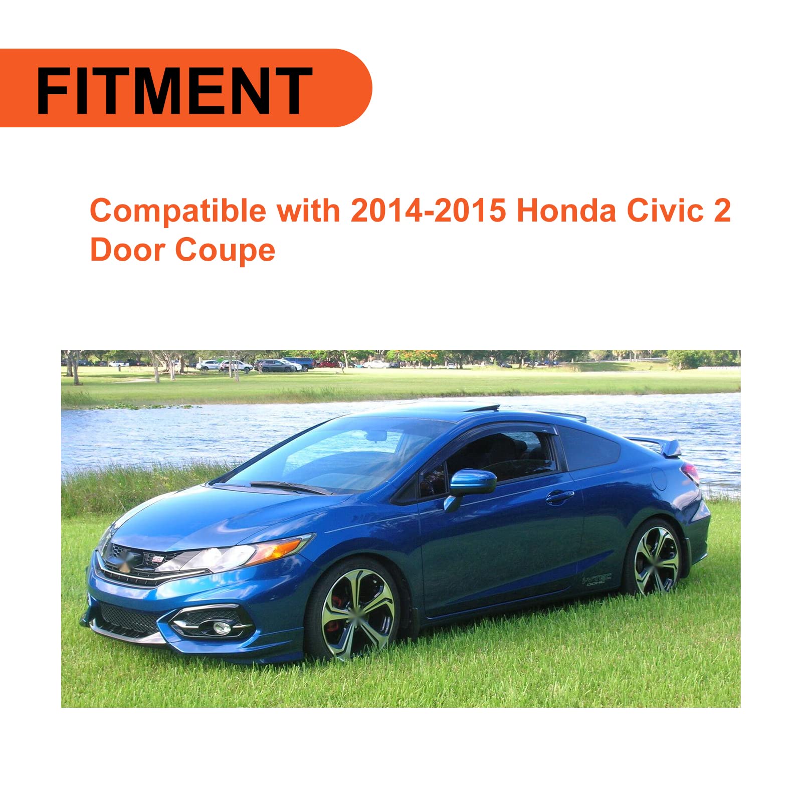 ECOTRIC Front Bumper Spoiler Lip Compatible with 2014-2015 Honda Civic 2DR Coupe HFP Style 2Pcs Painted Black