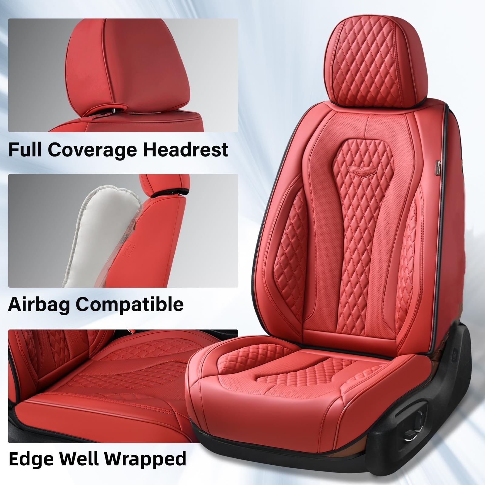 Coverado Leather Seat Covers Full Set, 5 Seats Universal Waterproof Luxury Leatherette Cushions For Cars, Front And Rear Seat Pr