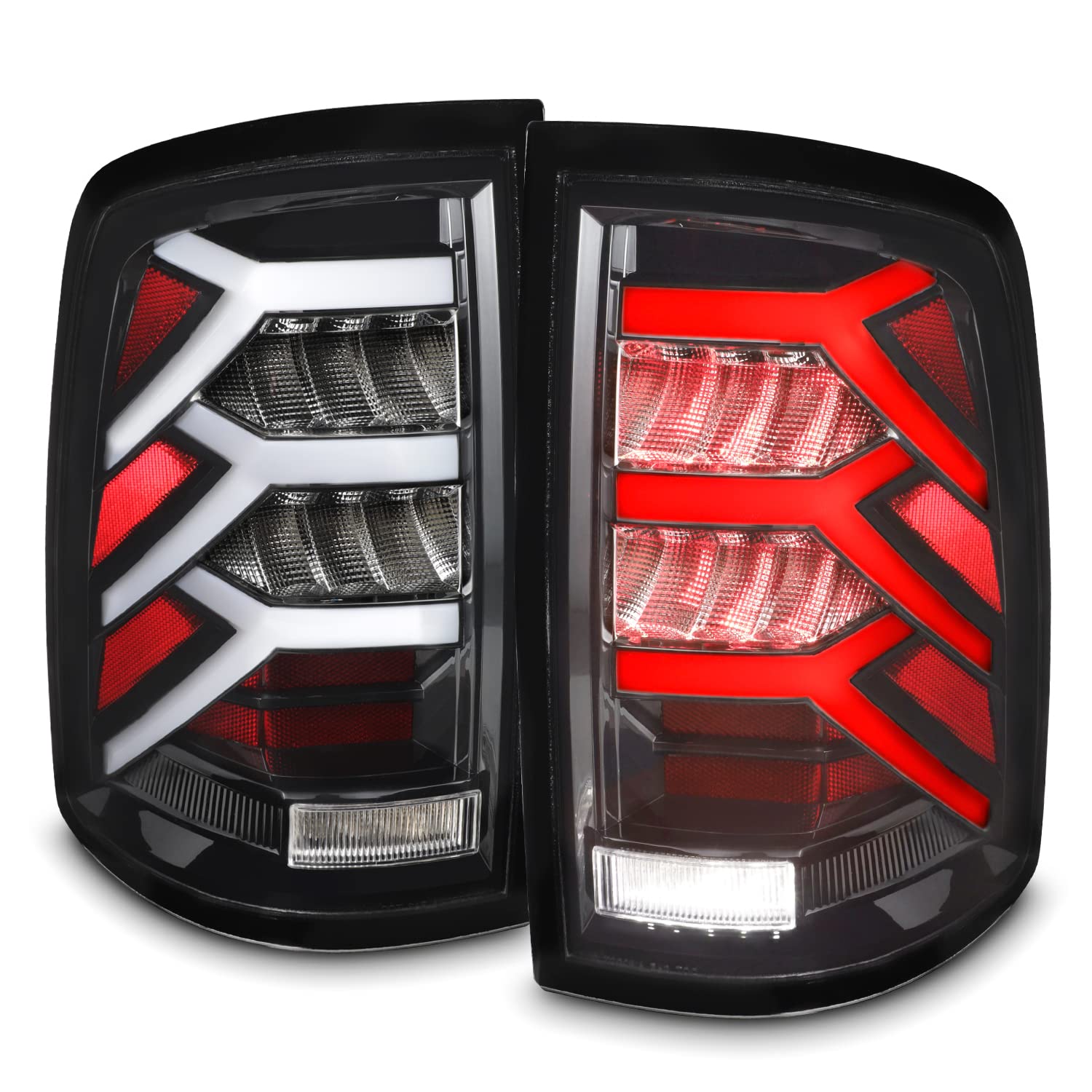 Akkon - Fits 2009-2018 Dodge Ram 1500 2500 3500 Truck [Full Led] Black Tail Lights Pair Driver Left + Passenger Right