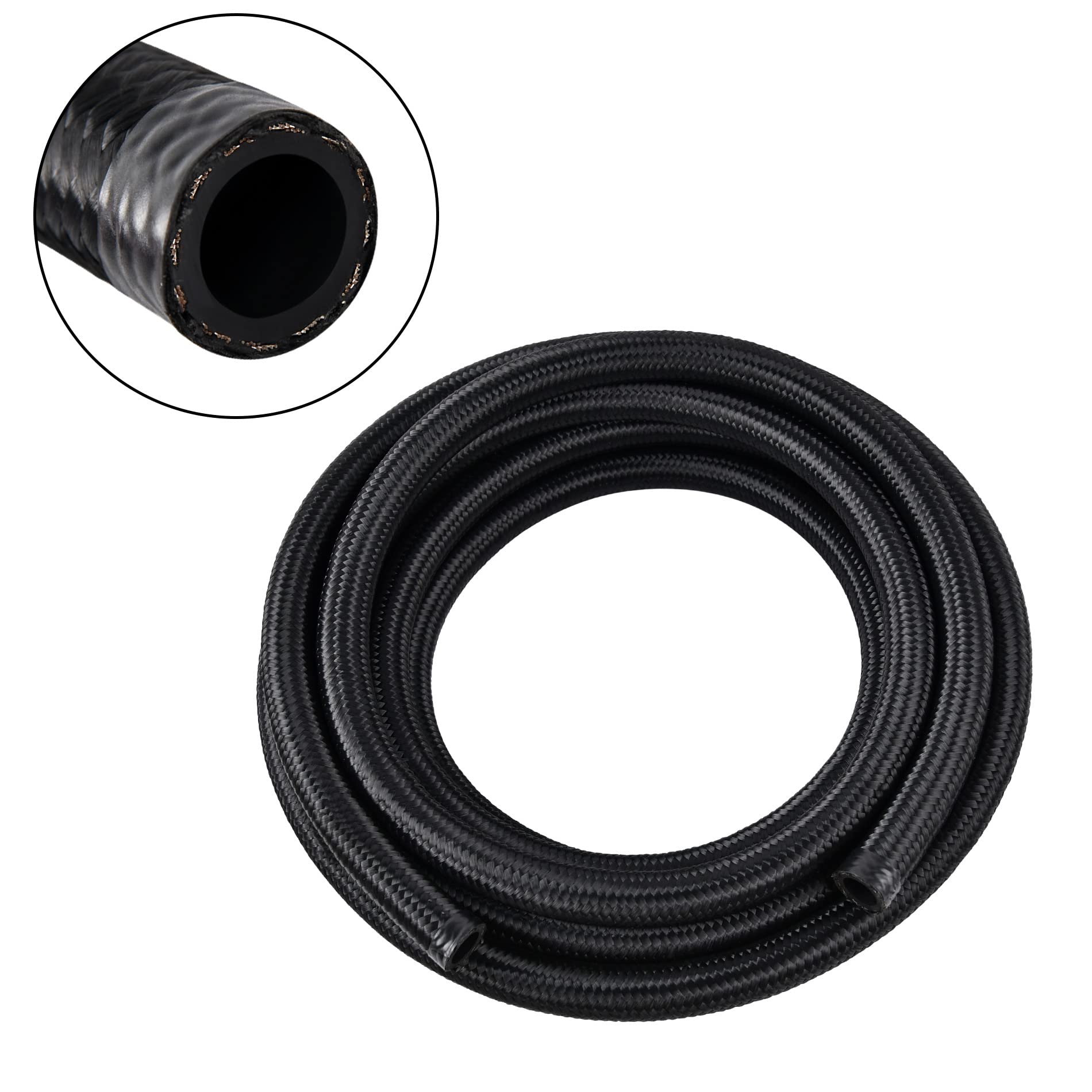 Evil Energy 6An Fuel Line, An6 Braided Fuel Hose Nylon Cpe 20Ft Black
