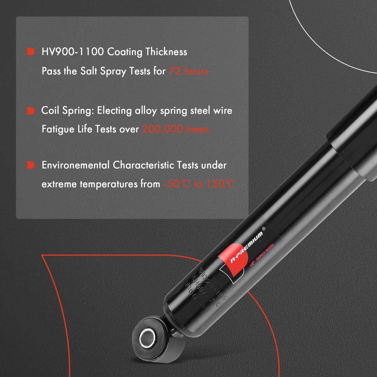 A-Premium Rear Pair [2] Shock Absorber Compatible with Nissan Frontier 2005, Xterra 2005-2015, Driver and Passenger Side